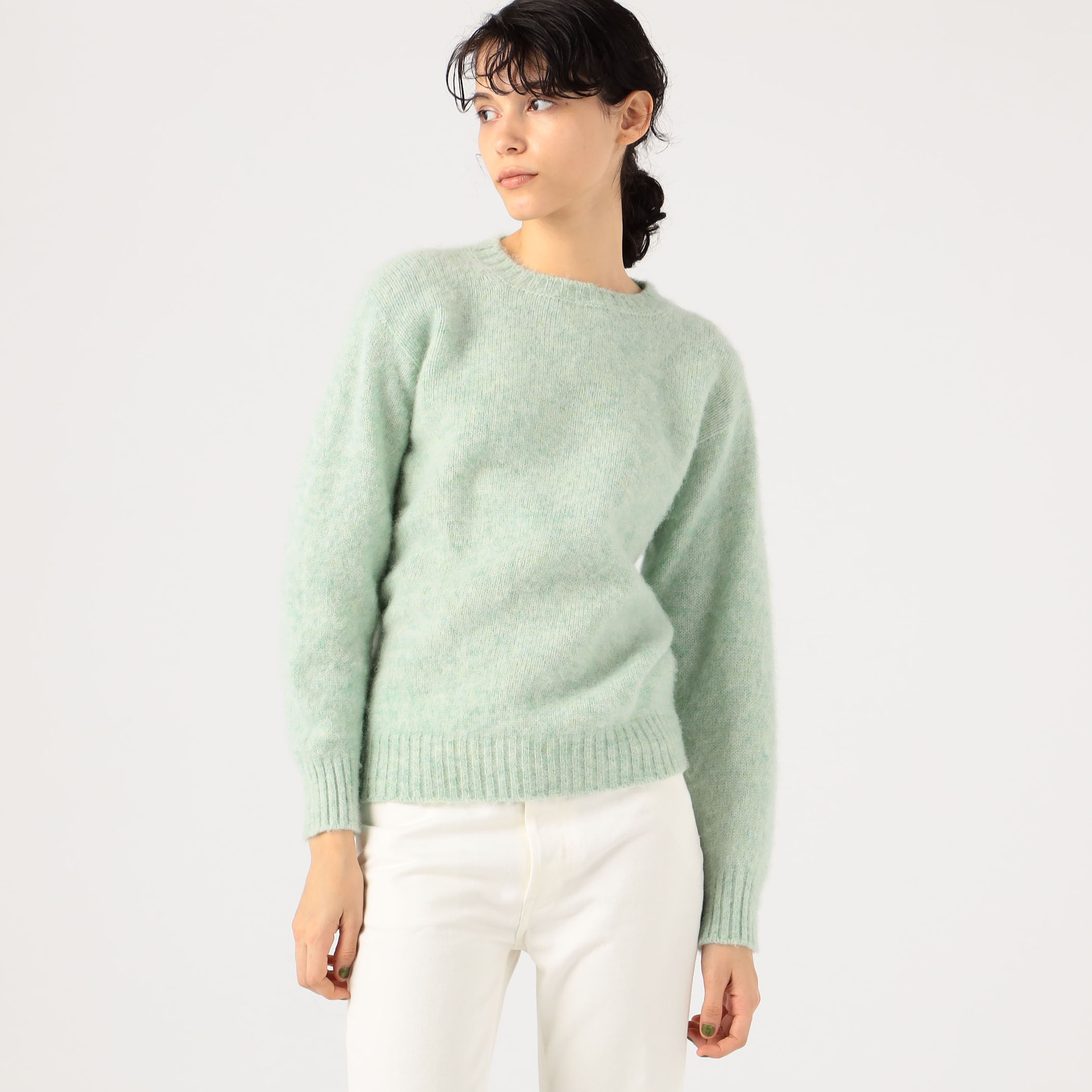 513 新品 SHETLAND WOOLLEN CO シャギーニットセーターXS SHETLAND WOOLLEN Co. CREW NECK PULLOVER｜トゥモローランド