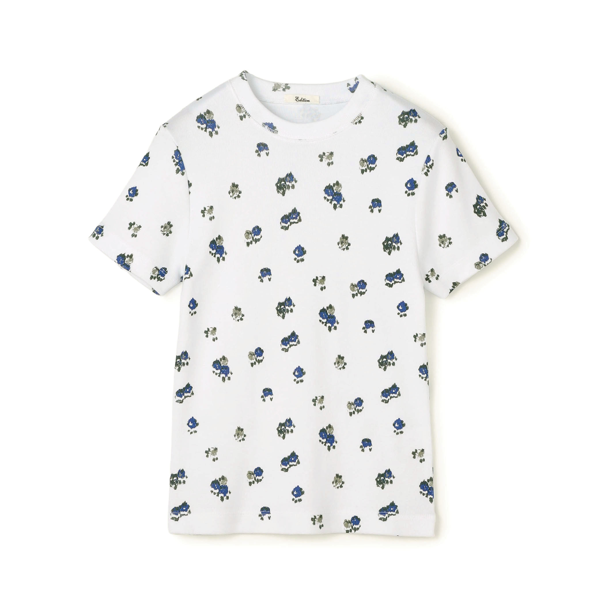 コットンモダールフライス フラワープリント Tシャツ