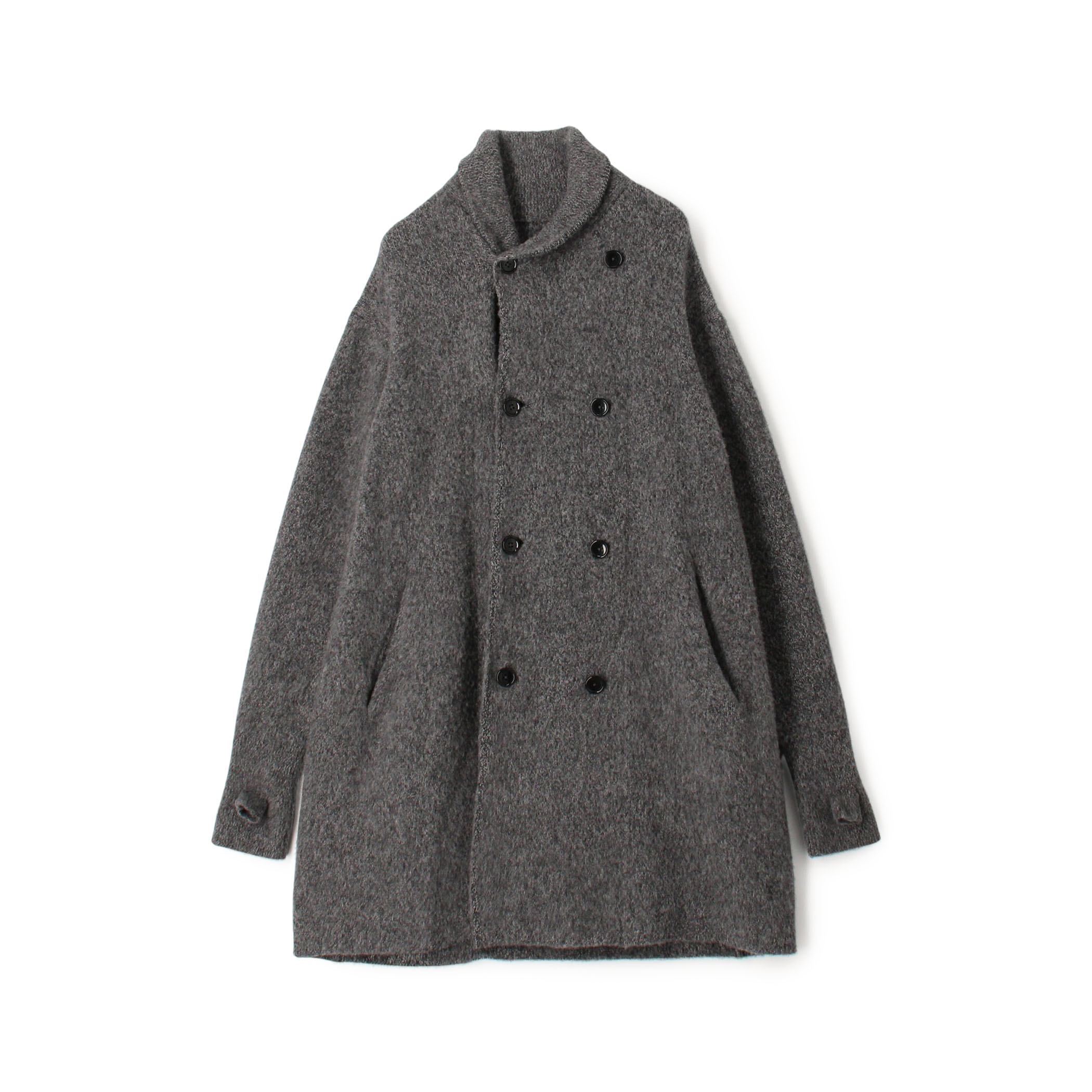 ウールカシミヤシルク ダブルブレステッド ニットコート