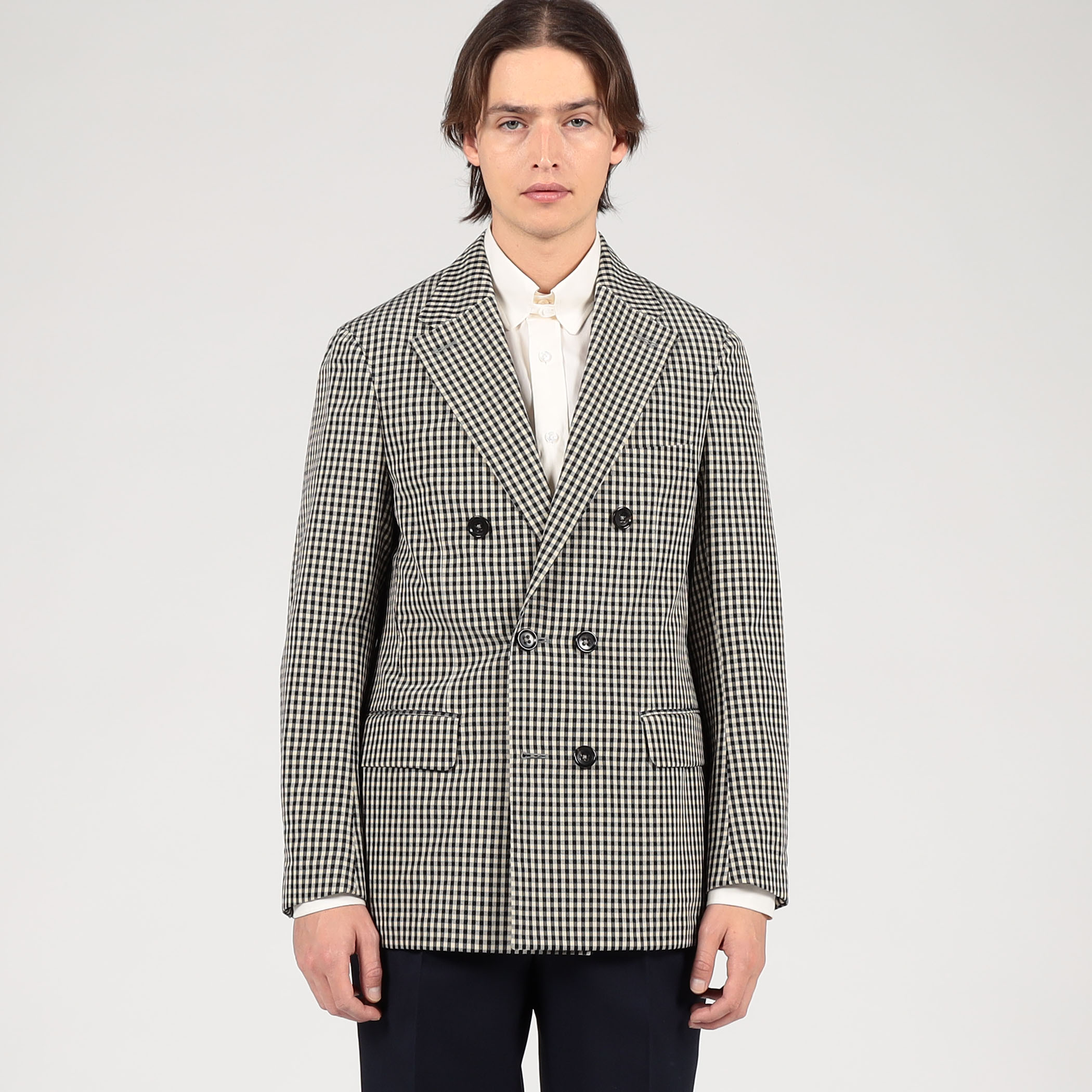 TOMORROWLAND PILGRIM シルクカシミア ギンガムチェック ダブルブレス