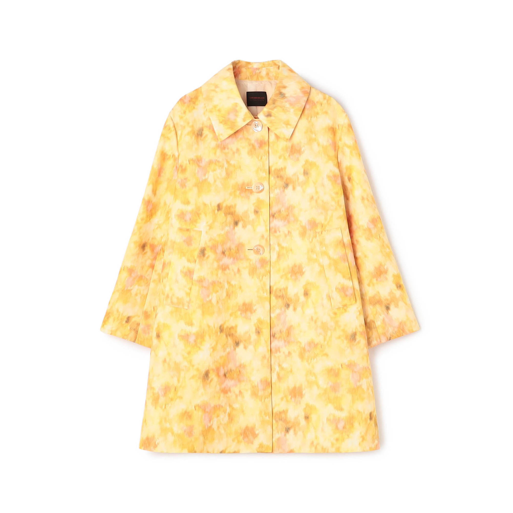 ETRO ステンカラージャケット　コート　金ボタン　ツイード　オレンジ　42 アンプリメジャカード ステンカラートラペーズコート
