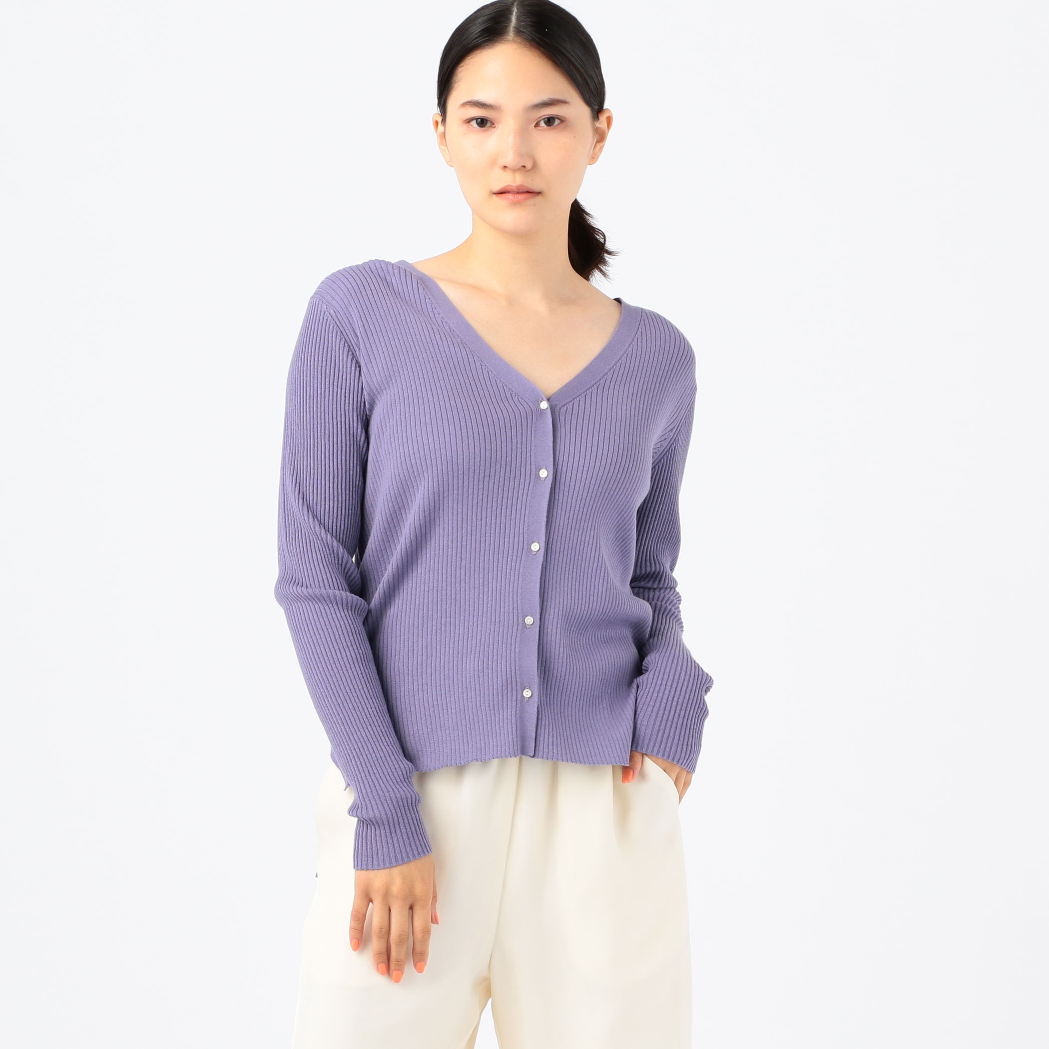 シルクコットンリブ Vネックカーディガン｜トゥモローランド 公式通販 