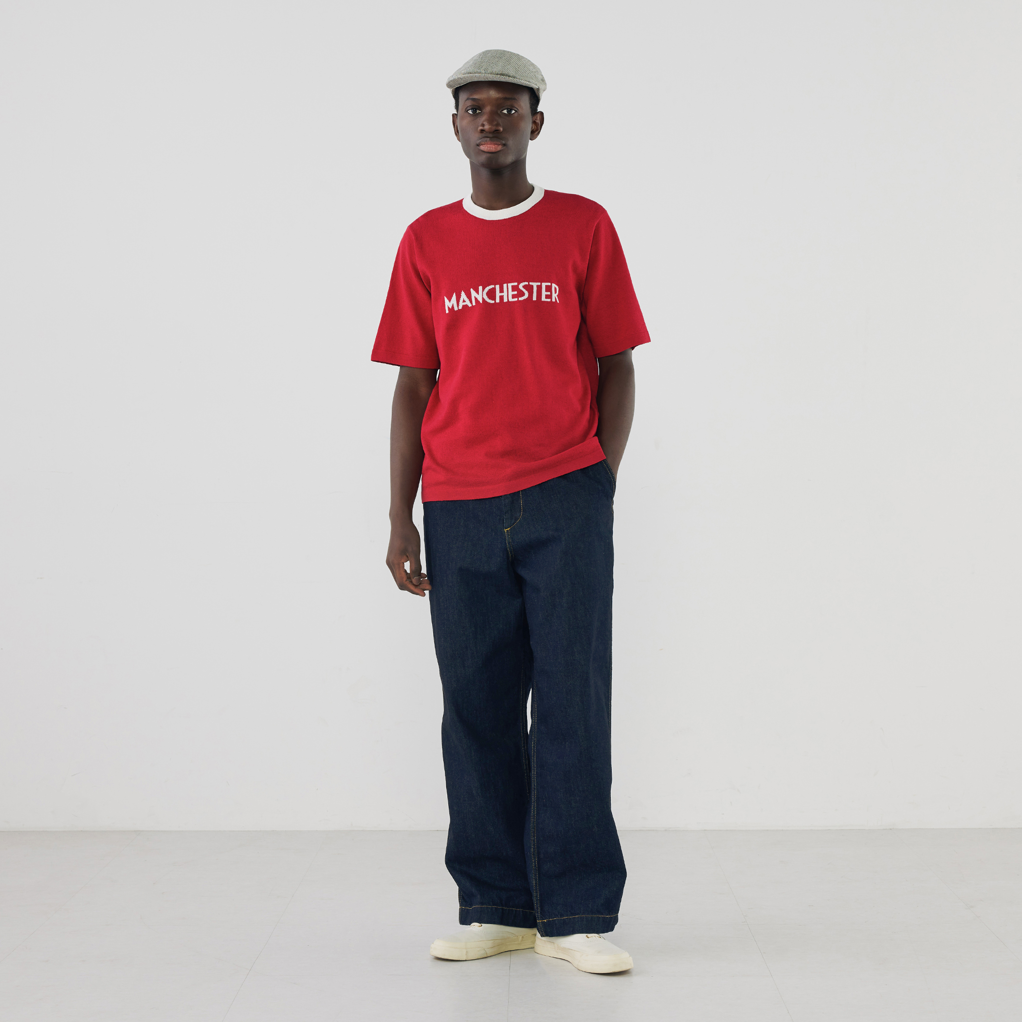 14ゲージ インターシャ クルーネックプルオーバー ニットTシャツ