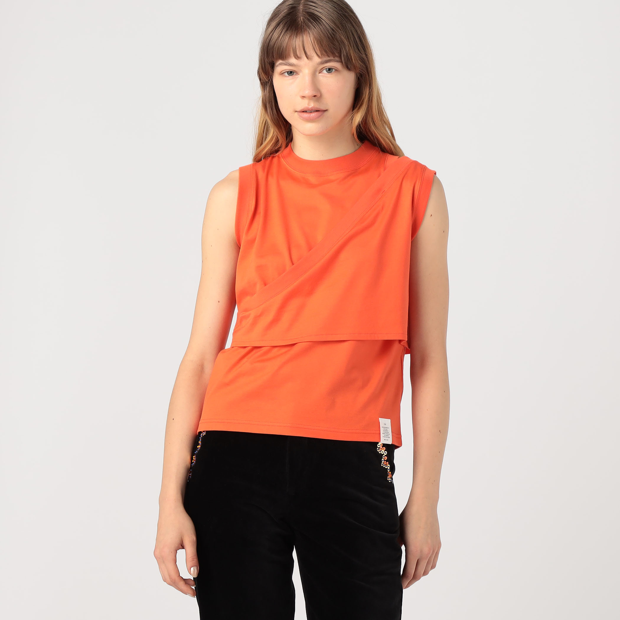 HYKE Tシャツ　オレンジ HYKE DOUBLE SHOULDER TEE｜トゥモローランド 公式通販