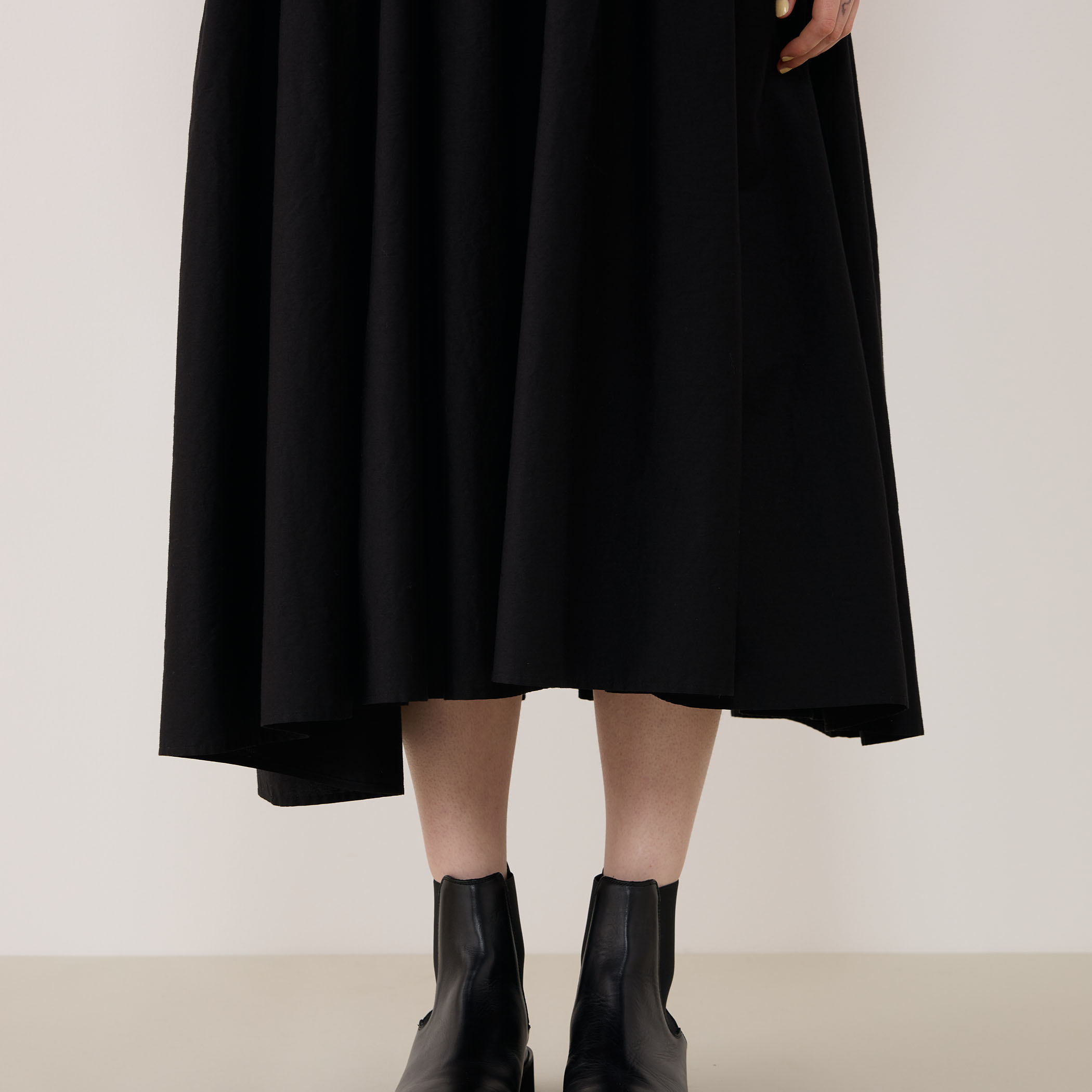 コットンシルクパラシュート ギャザーワイドワンピース