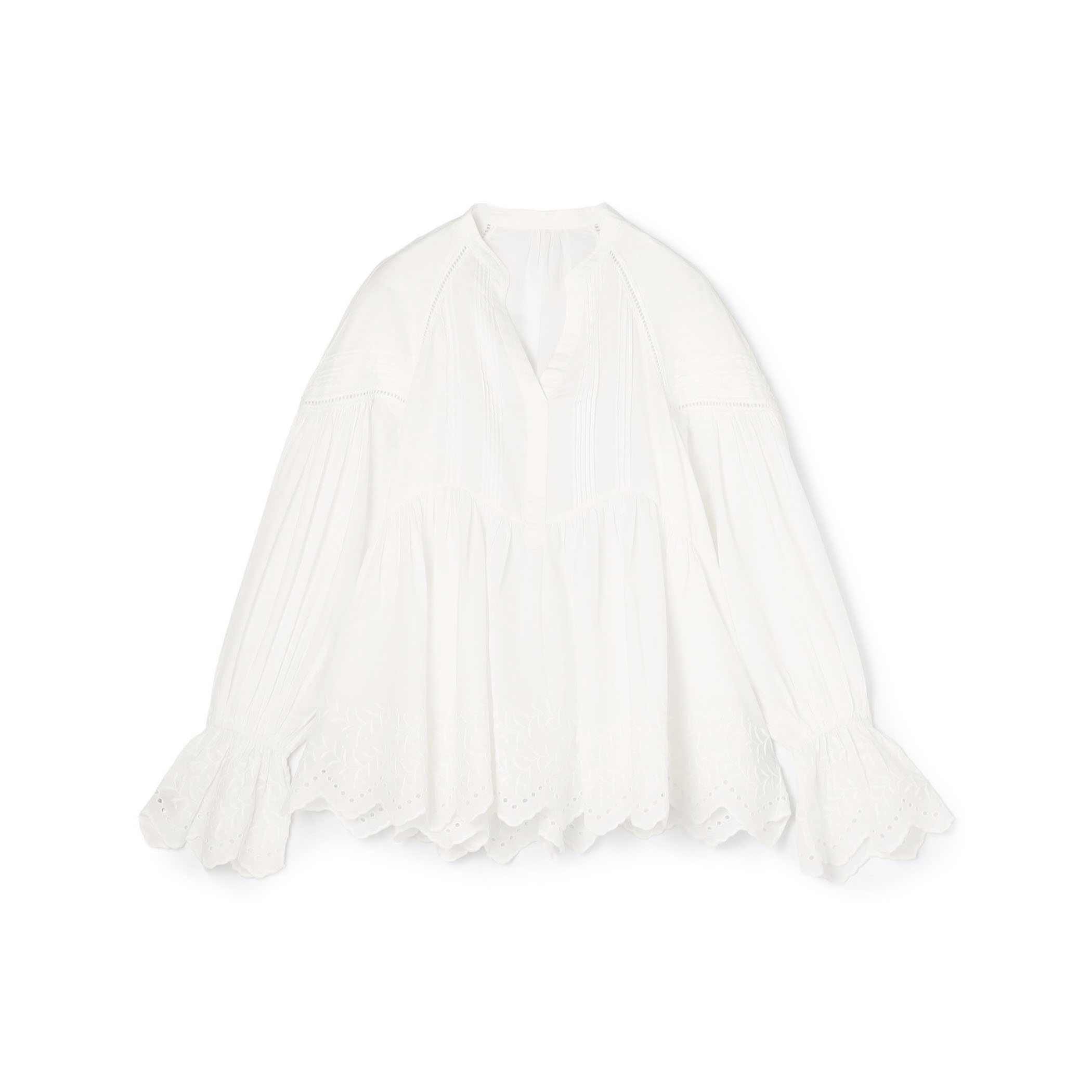 ne Quittez pas Cotton Voile Gather ブラウス