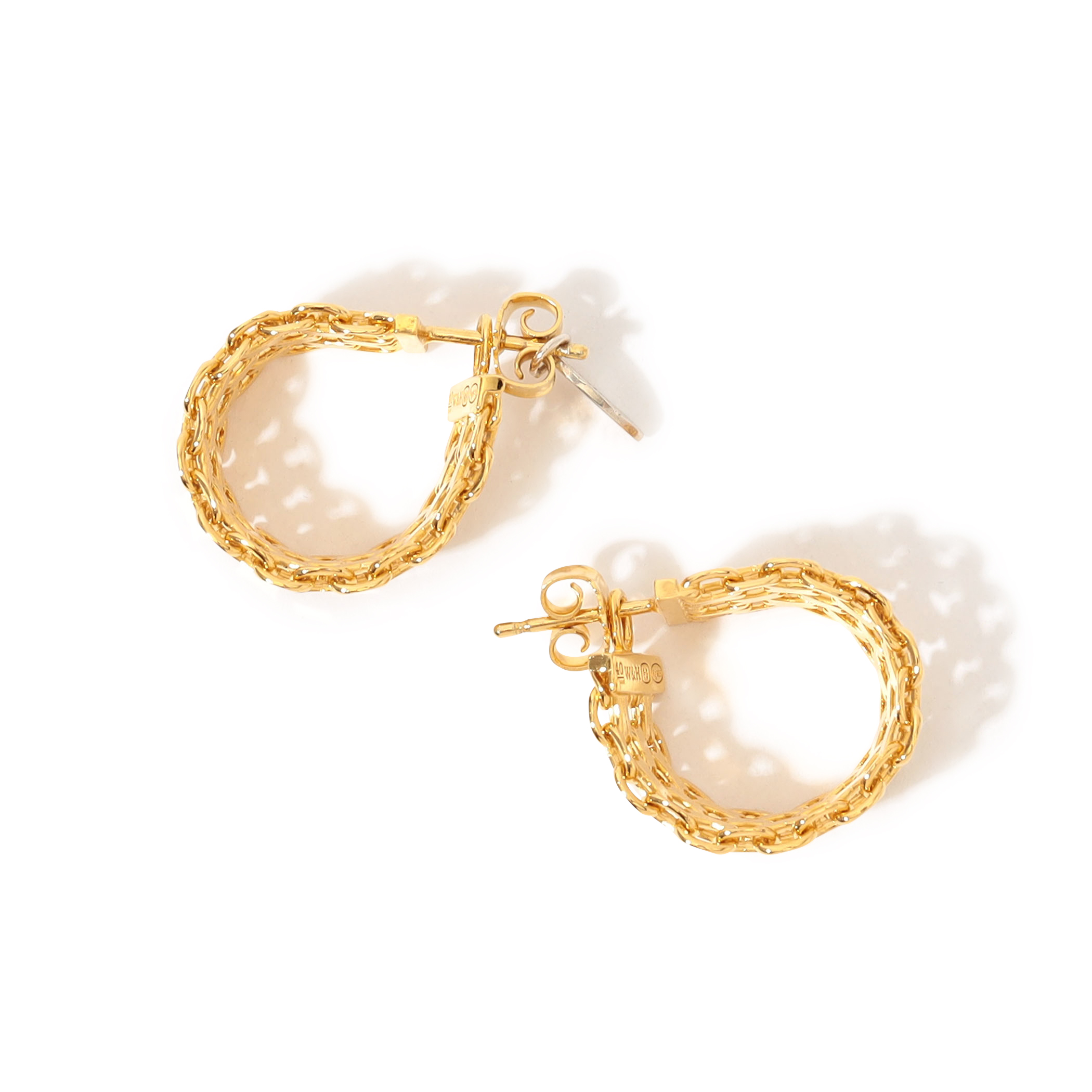 Wouters & Hendrix スワールデザイン ピアス Wouters & Hendrix Gold ガーネット ピアス 18Kイエローゴールド