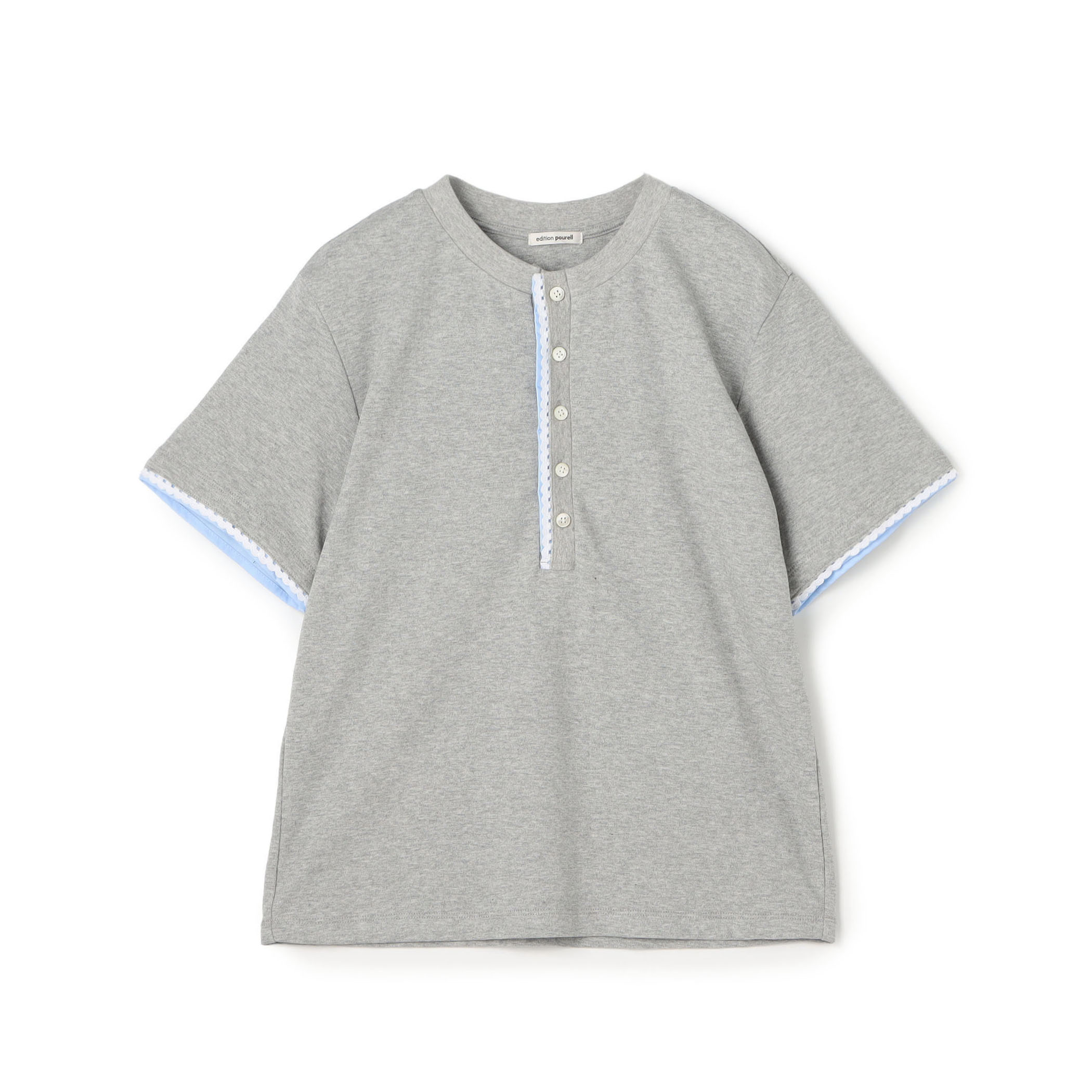 コットンレイヤードヘンリーTシャツ