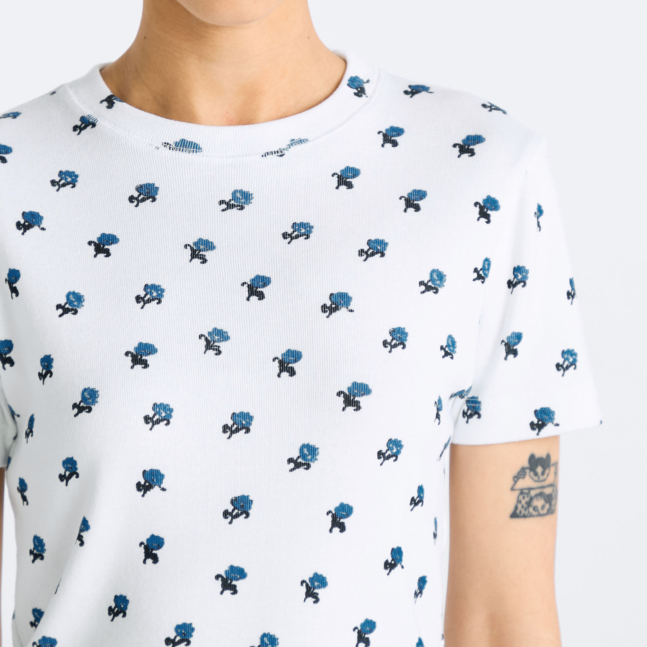 コットンモダールフライス フラワープリント Tシャツ