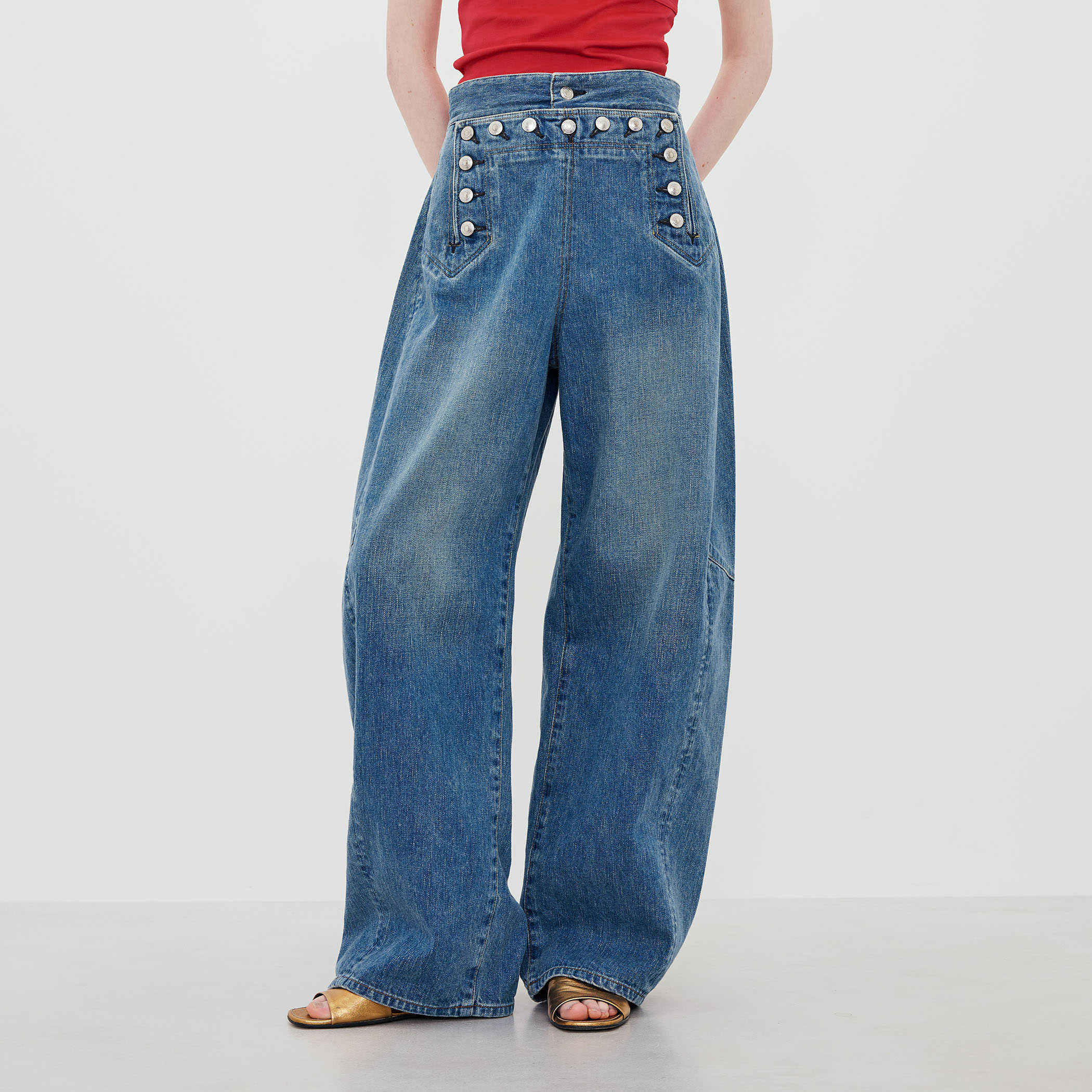 HYKE SAILOR BARREL DENIM バレルデニムパンツ｜トゥモローランド 公式