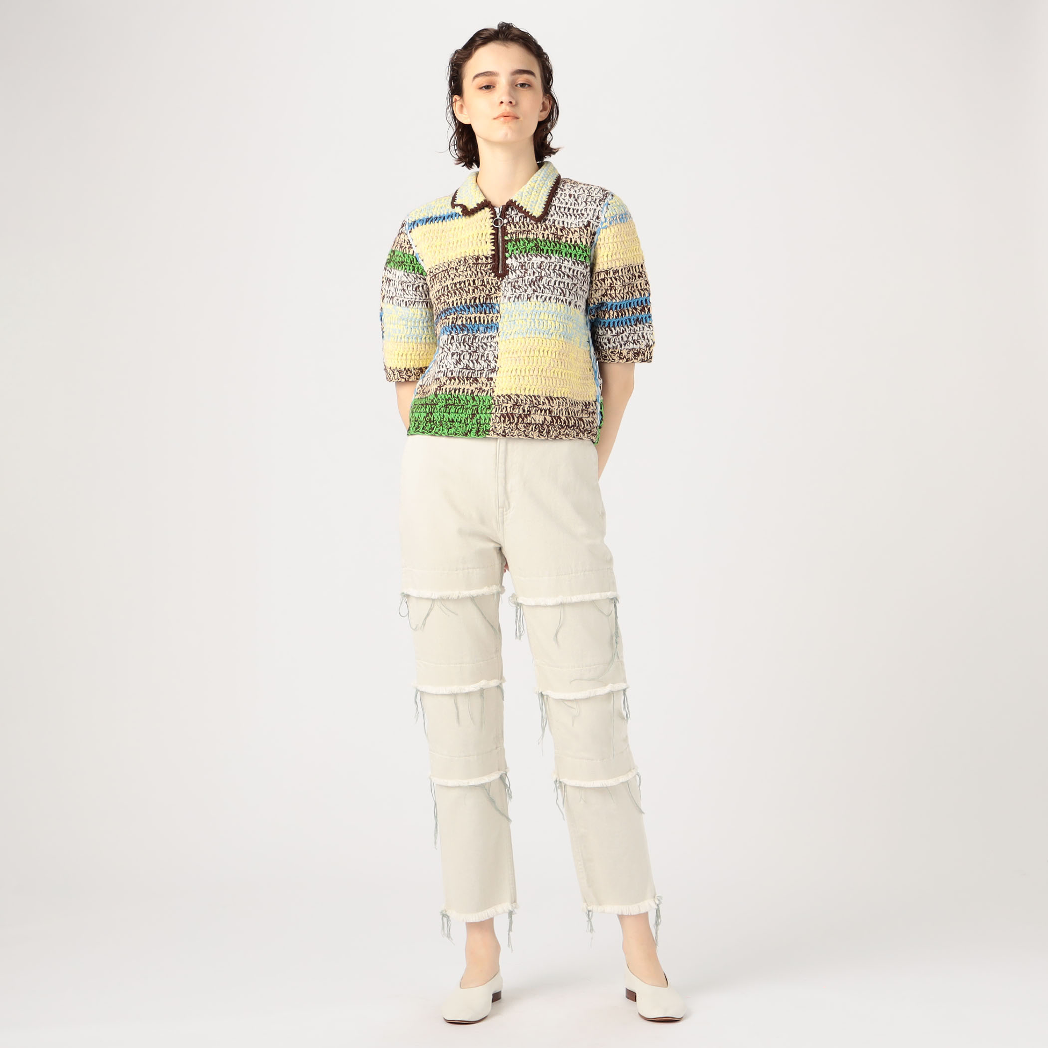 SEA NEW YORK PAIGE MARLED CROCHET ポロニット ニット SEA NEW YORK PAIGE MARLED CROCHET ポロニットプルオーバー