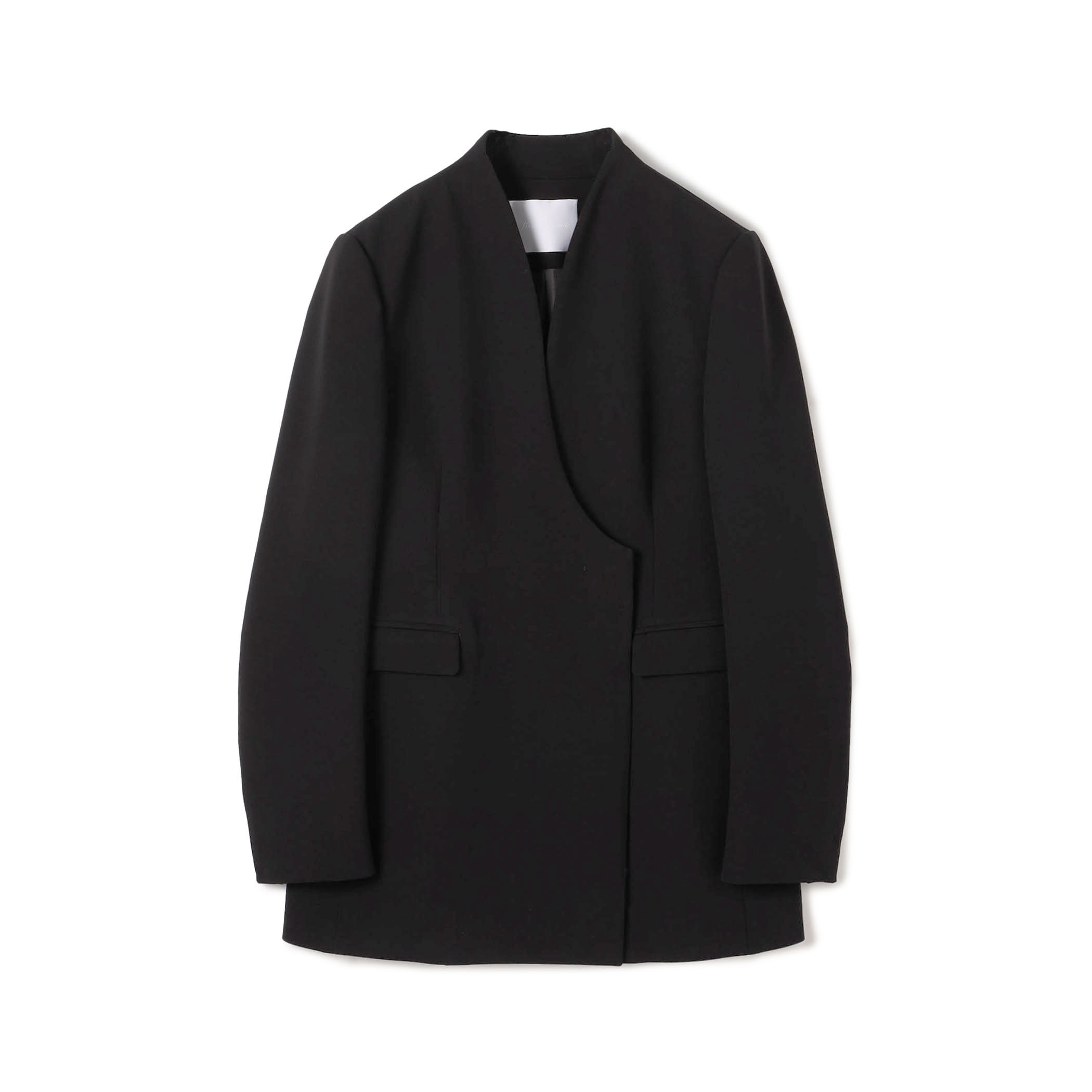 Mame Kurogouchi Collarless Double Breasted Suit Jacket