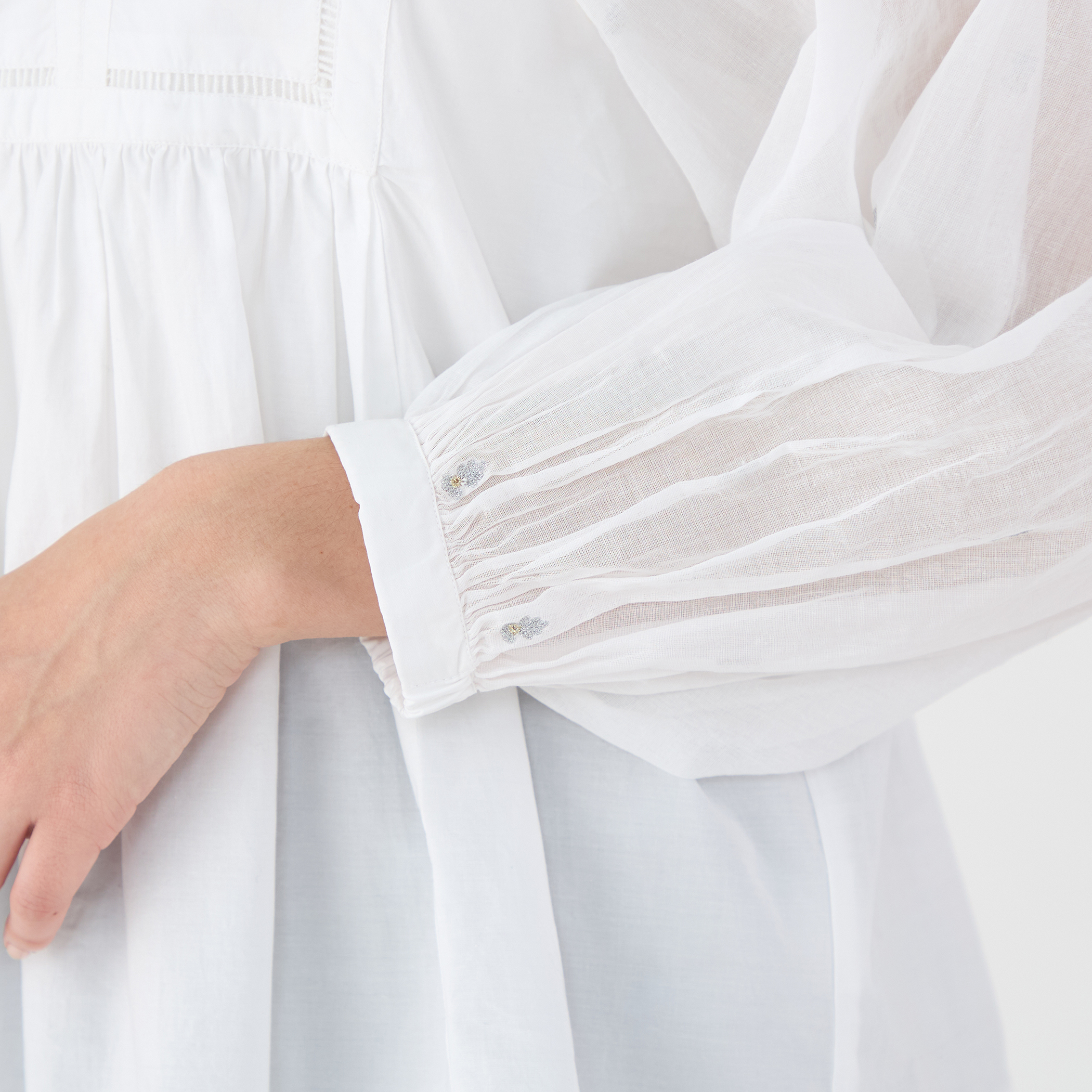 別注】ne Quittez pas BLACK POPLIN ORGANZEシャツ