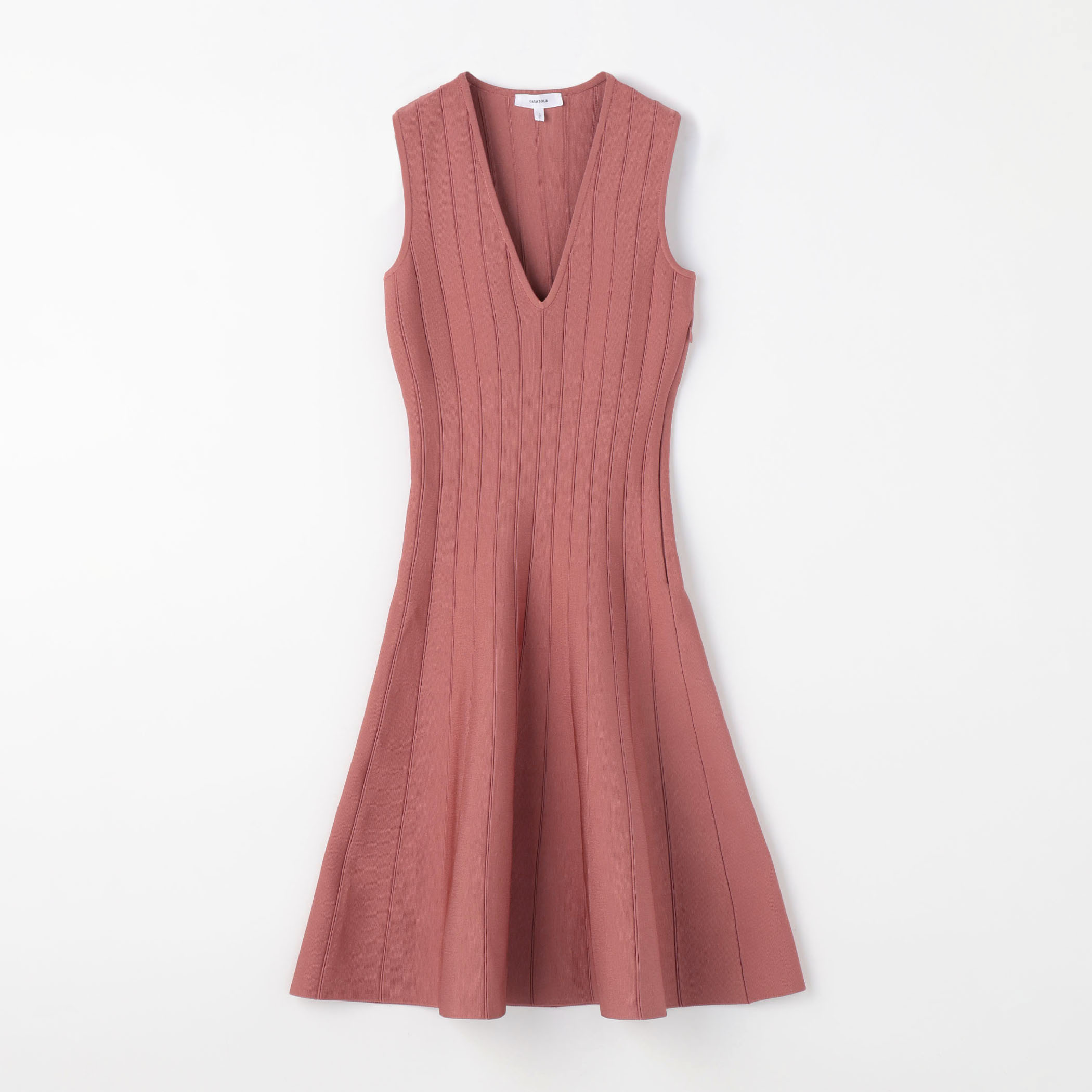 CASASOLA Vネックリブニットワンピース