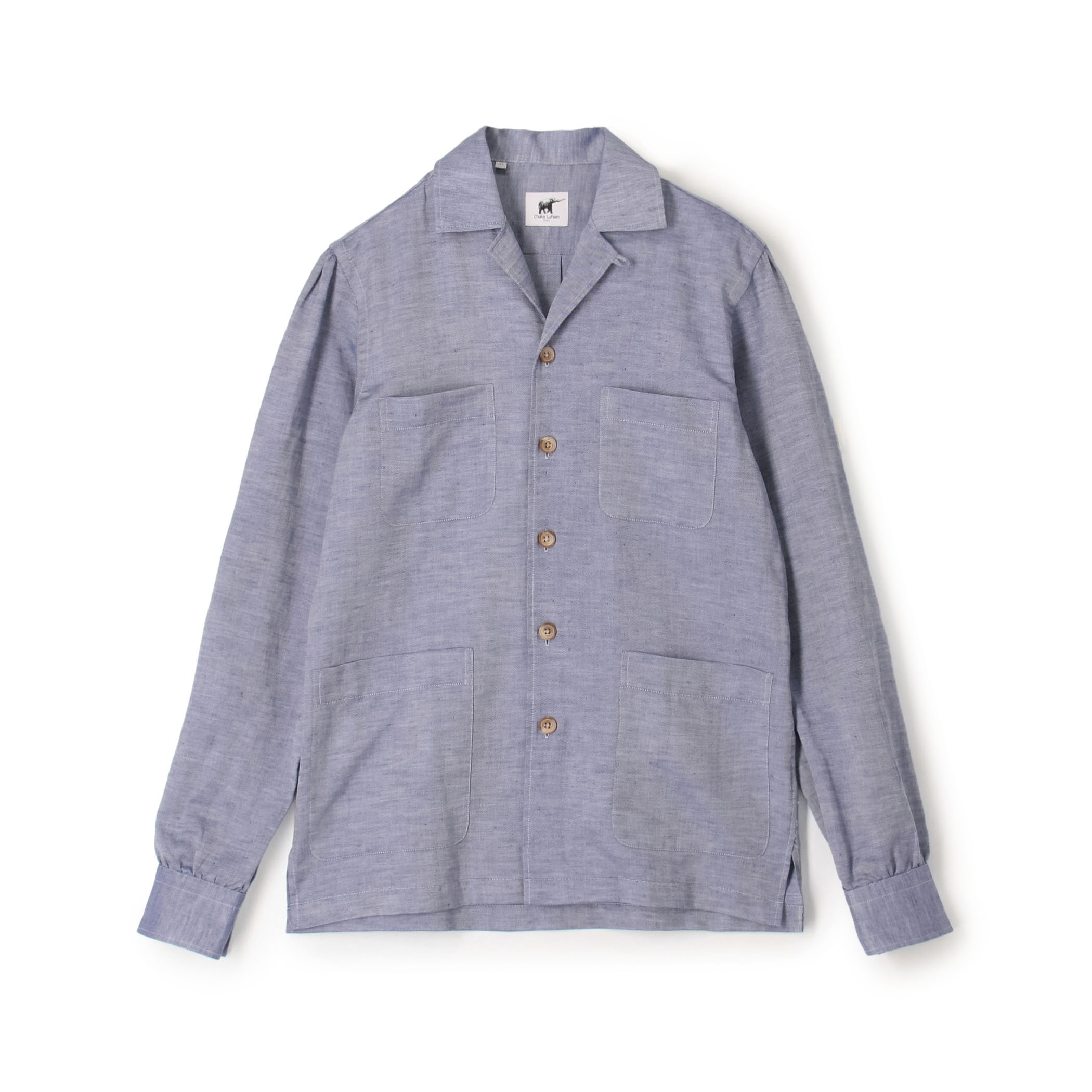 Chato Lufsen MARLON リネンコットン オープンカラー ダブルポケットシャツブルゾン