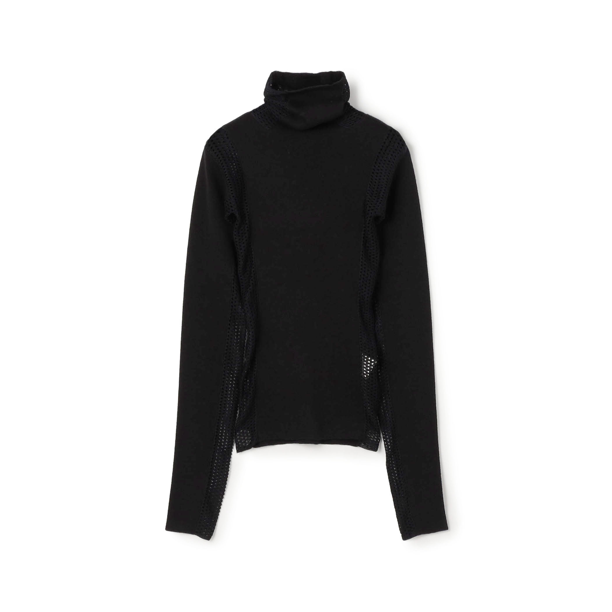 diotima Merino Mesh Stripe メッシュコンビ タートルネックニット