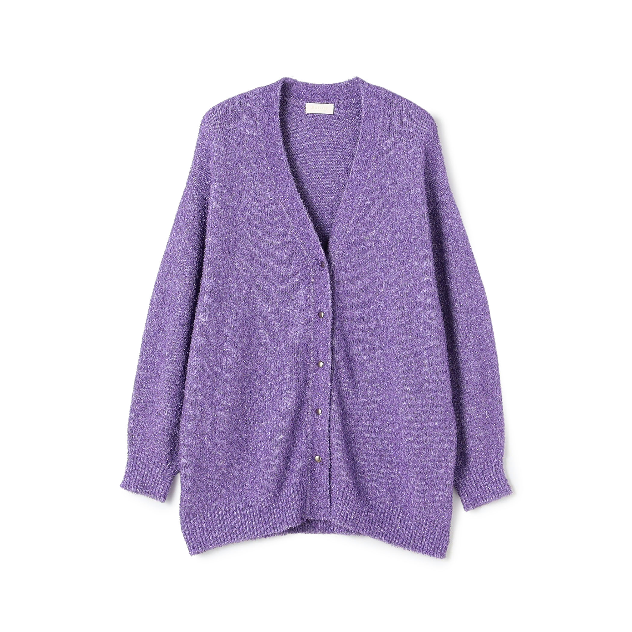 メタリックブークレー Vネックカーディガン