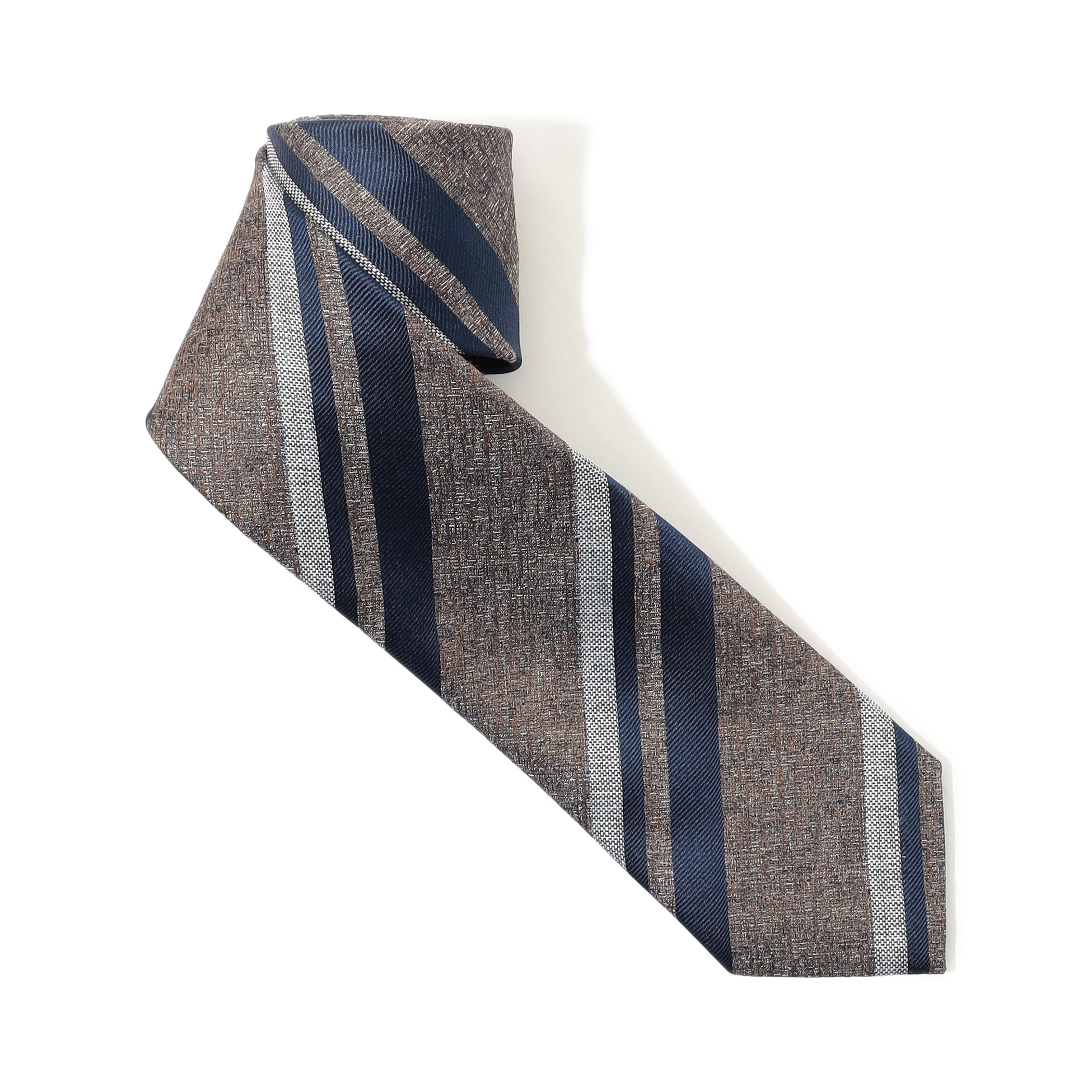 STEFANO BIGI シルクリネン レジメンタル ネクタイ