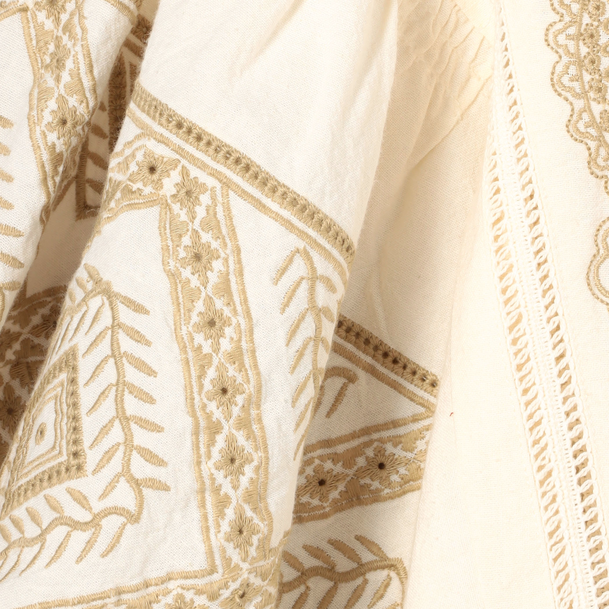 コットンエンブロイダリー ボリュームスリーブブラウス