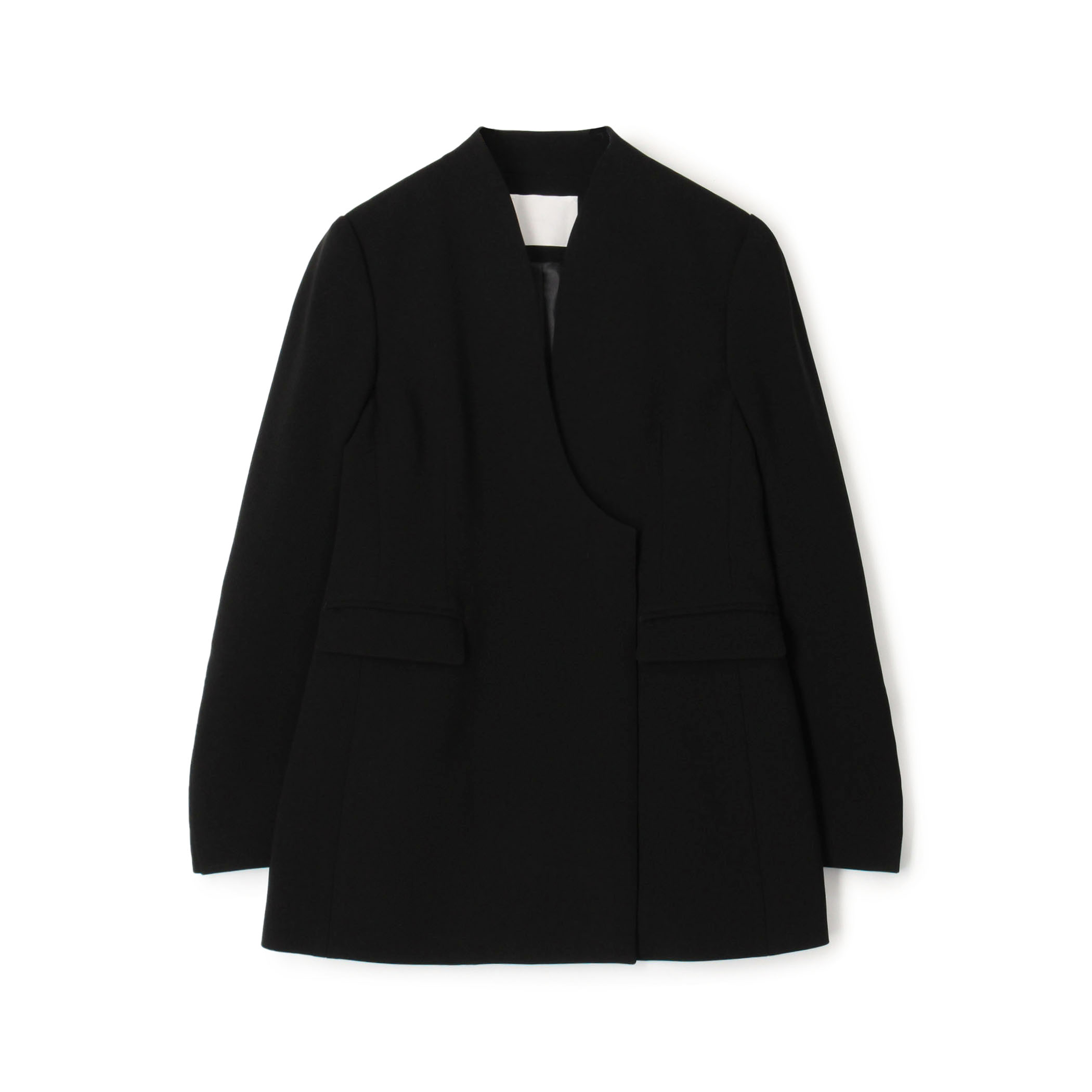 Mame Kurogouchi Acetate Polyester Collarless Double Breasted Suit Jacket