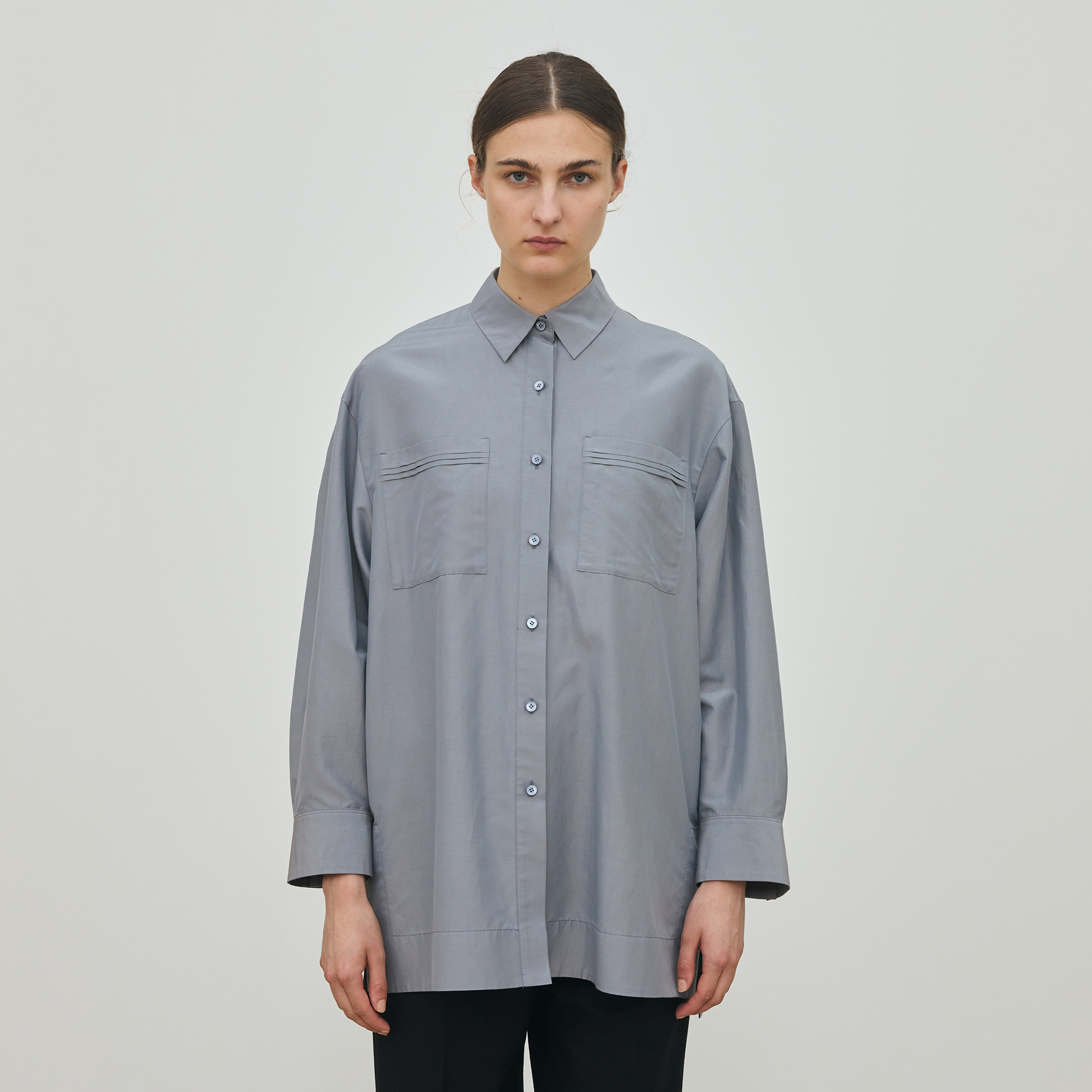 【美品】plantation JOMONプリント　チュニックシャツ コットンシルクポプリン チュニックシャツ | maison