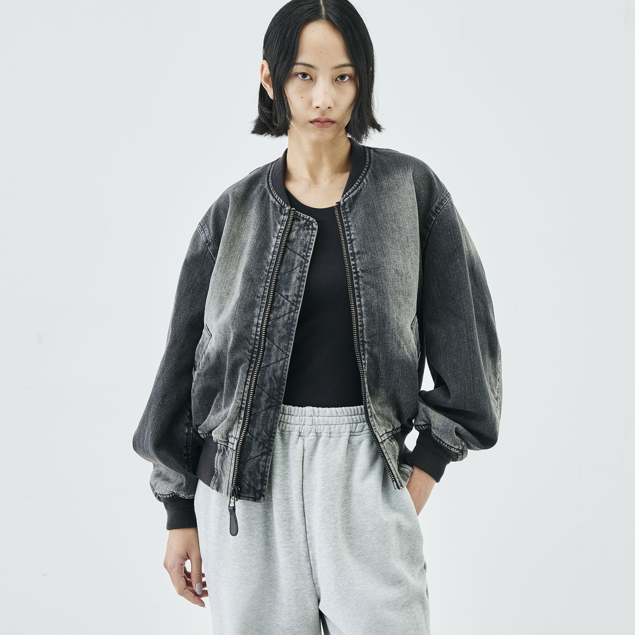 ブラックデニム MA-1ジャケット｜トゥモローランド 公式通販