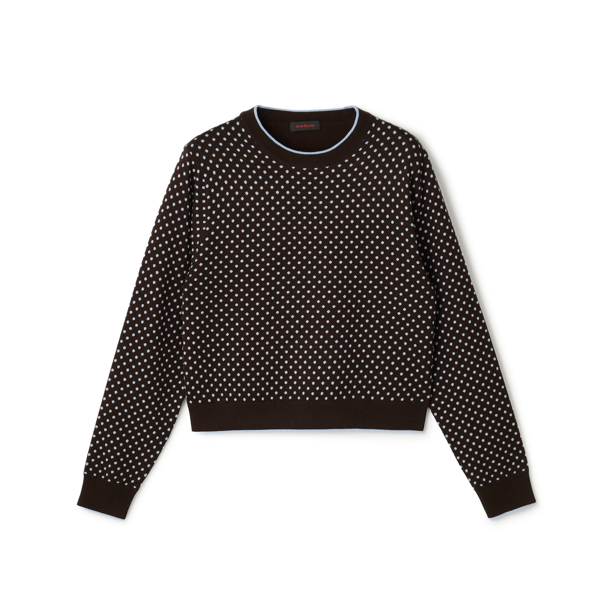 コットンカシミヤ ドットジャカードクルーネックプルオーバー