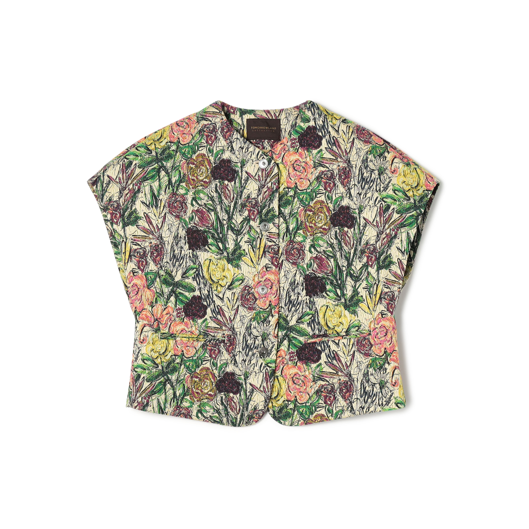 ビンテージフラワージャカード ワイドスリーブジレ