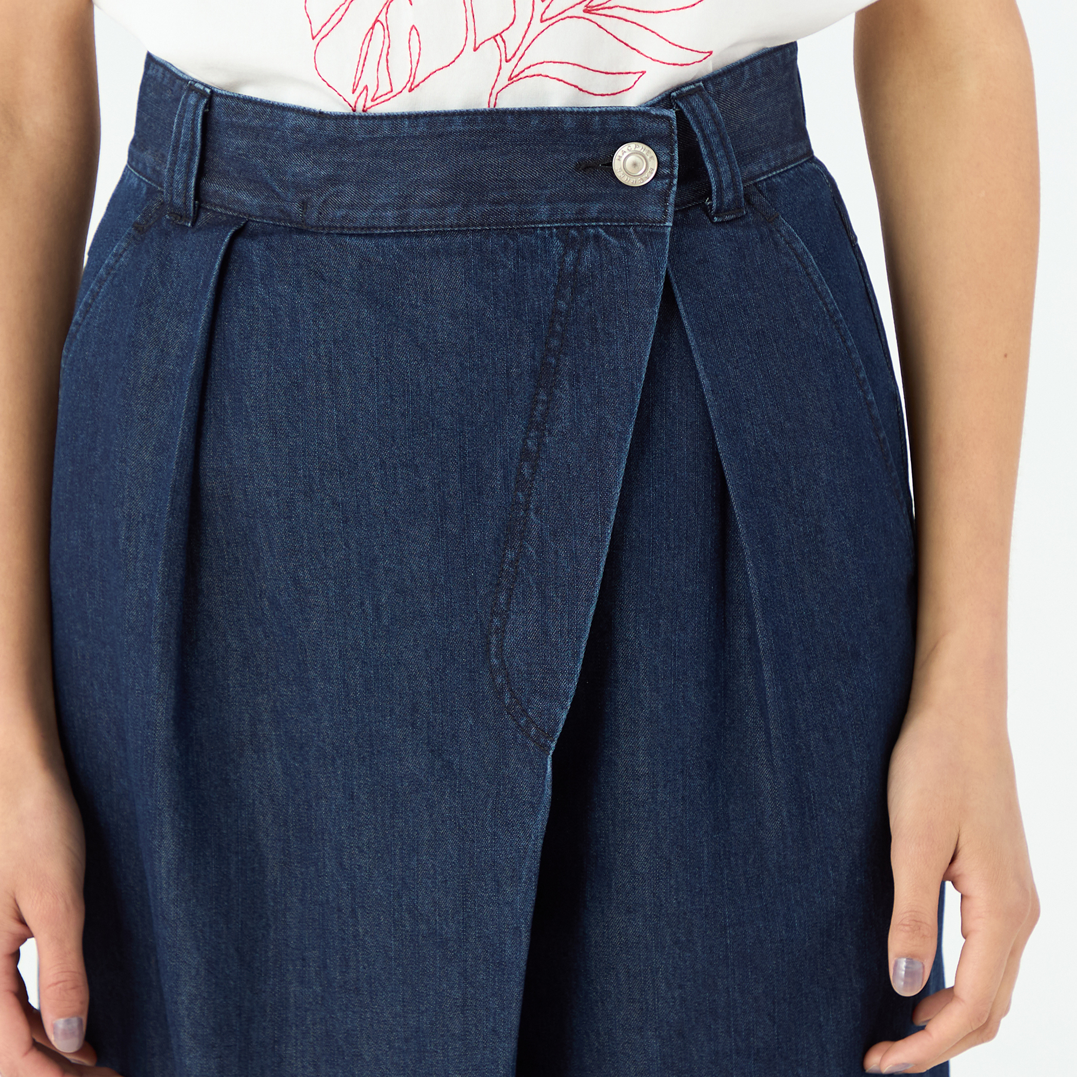 Y's ワイズ 24AW 8OZセルロース デニムアシンメトリーサルエルパンツ コットンセルロースデニム アシンメトリータックパンツ