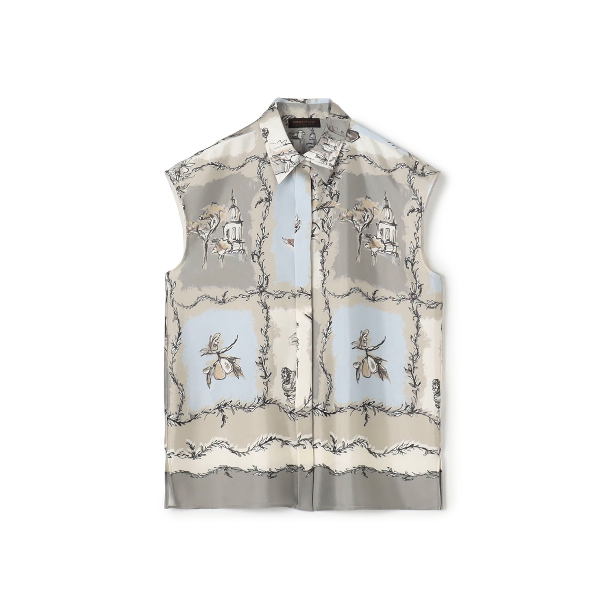 ローマプリント フレンチスリーブブラウス