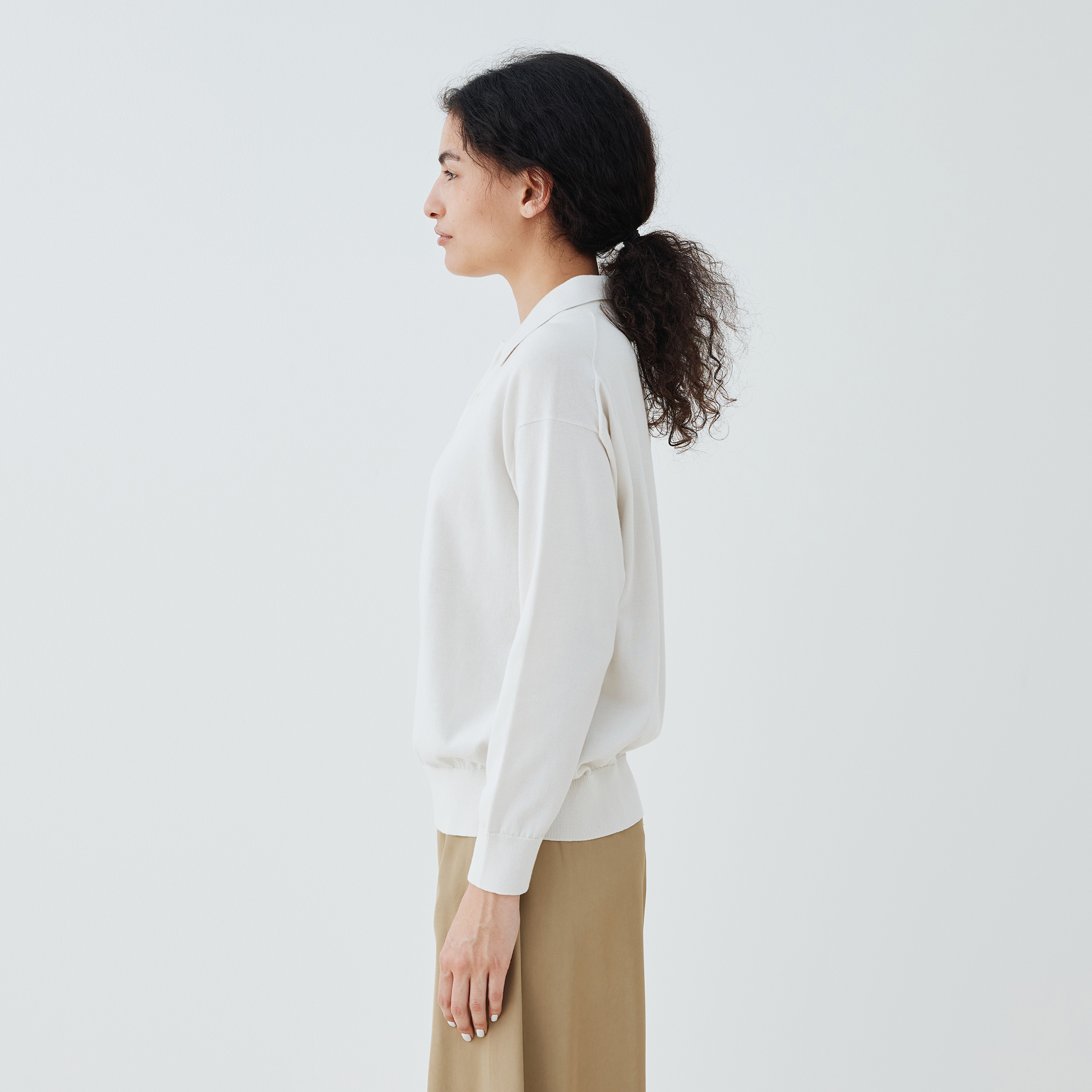 GALERIE VIE◆ポロシャツ/FREE/コットン/WHT/23-02-41-02206 MEN ロゴプリント 半袖ポロシャツ ホワイト 071444010