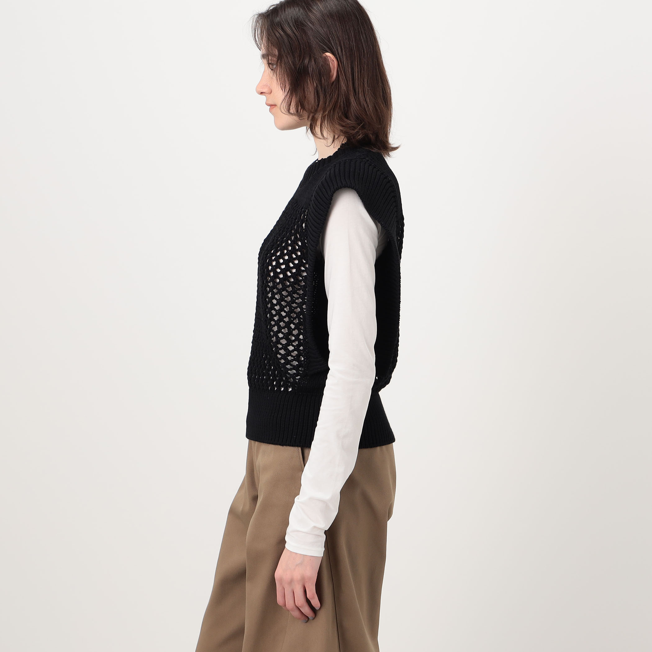 HYKE CROCHET SLEEVELESS KNIT クロシェ スリーブレスニット