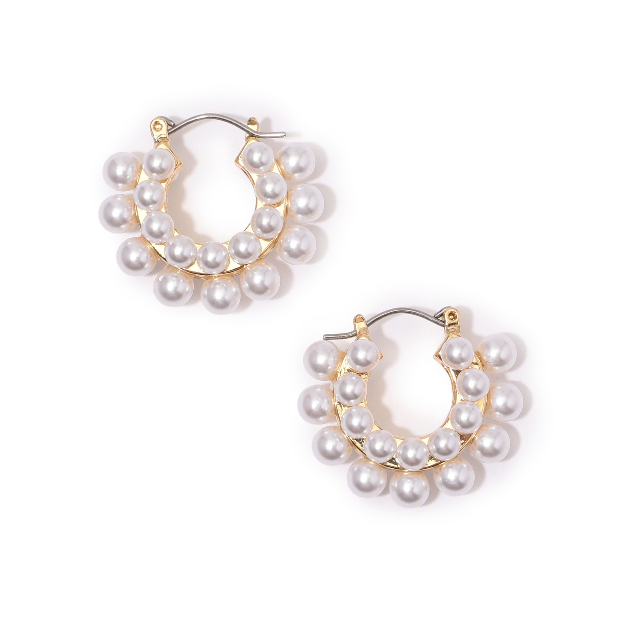 Kenneth Jay Lane gold/pearl ball clus ピアス