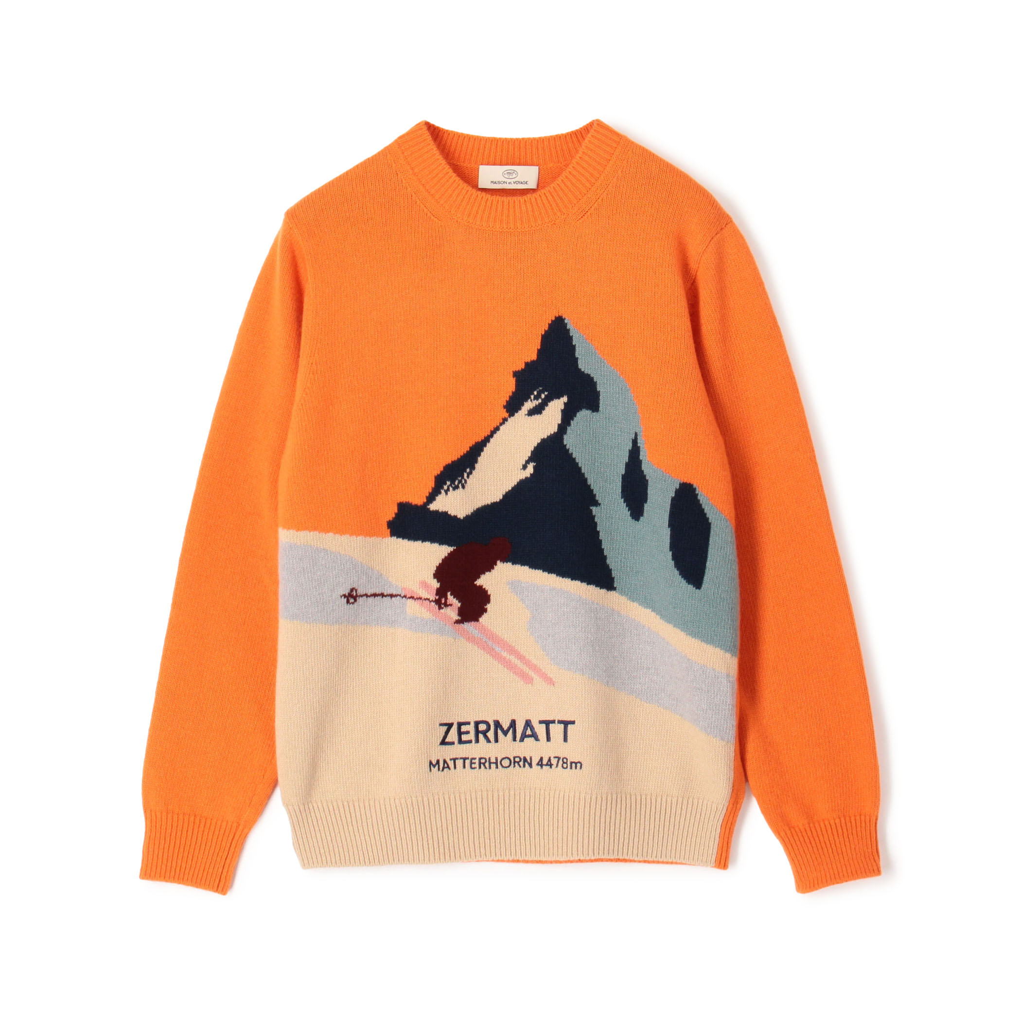 ラムウール インターシャ クルーネックプルオーバー