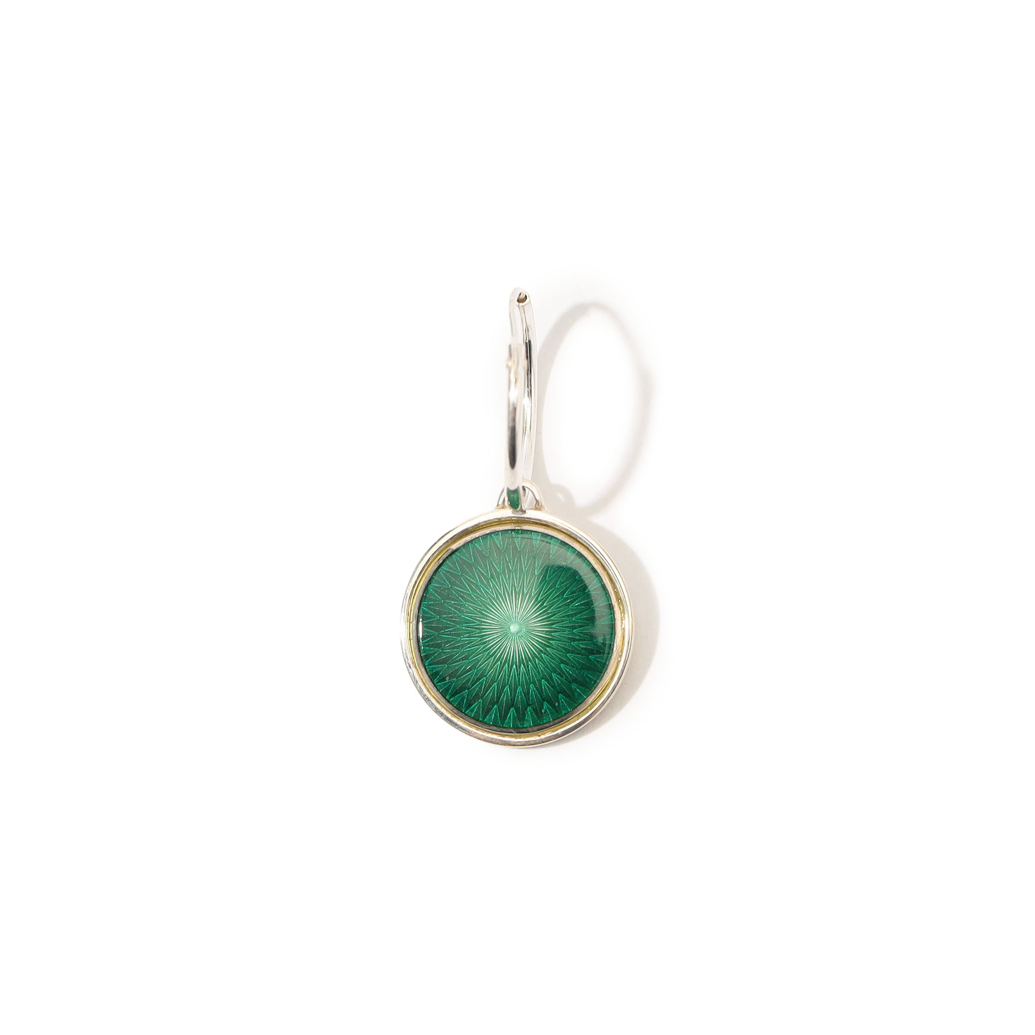 FERIAN Enamel Signet Pierced Earrings Green Glass
