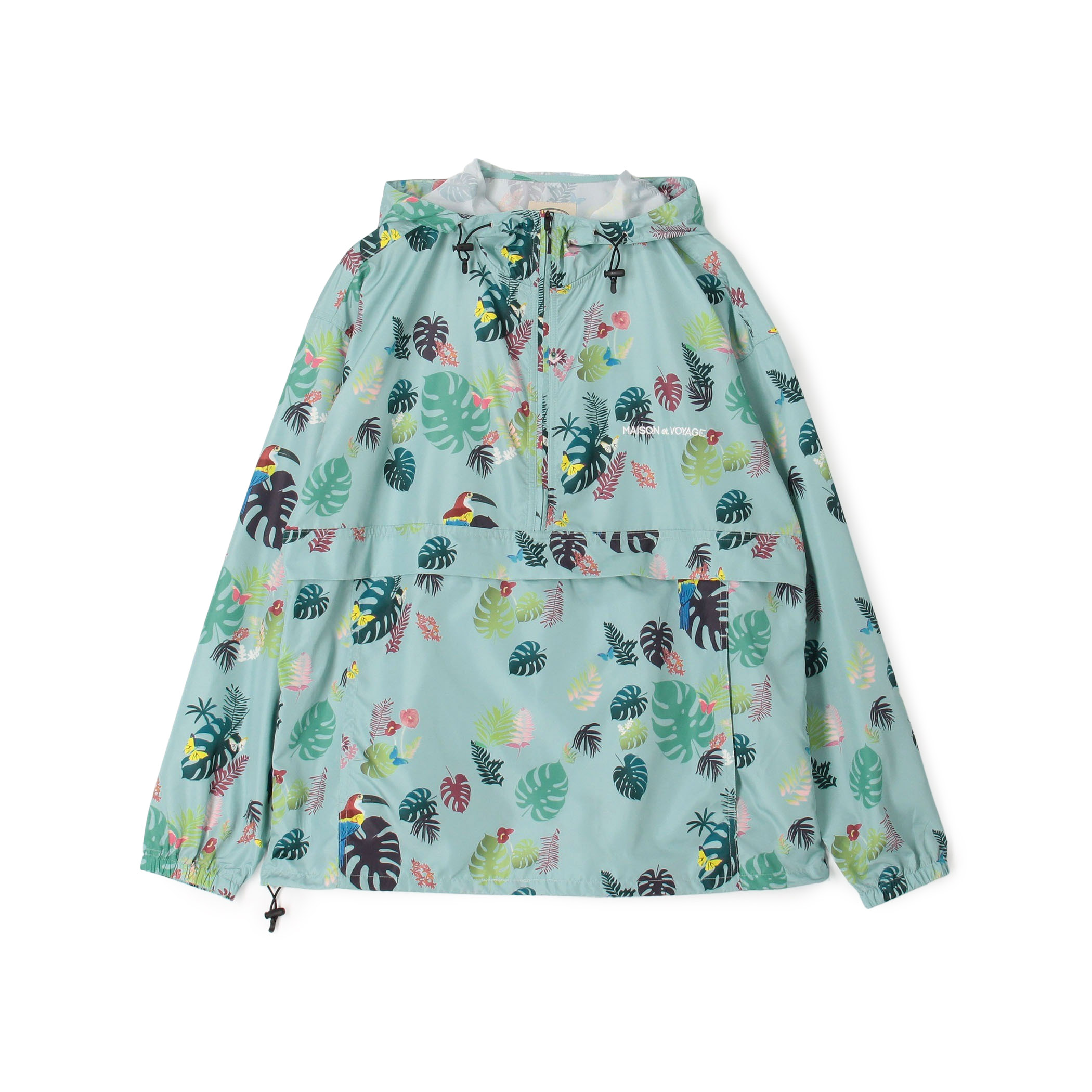 ポリエステル トロピカルプリント フーデッドパーカー