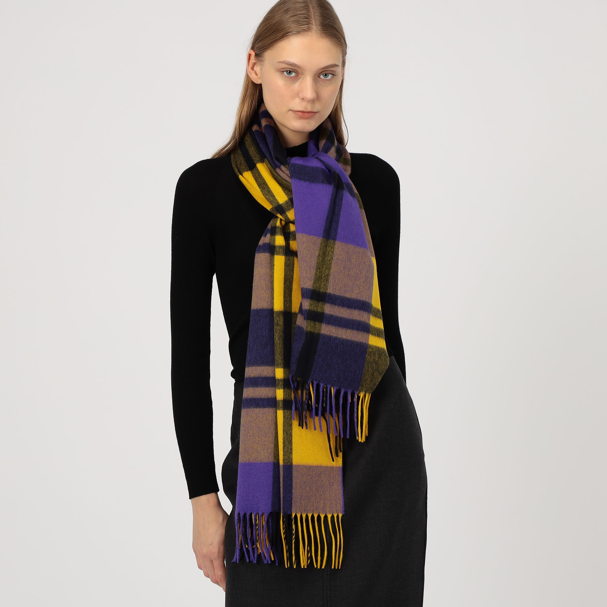 Joshua Ellis 100%カシミヤ チェックストール Joshua Ellis（ジョシュア エリス）カシミアソフトツィード