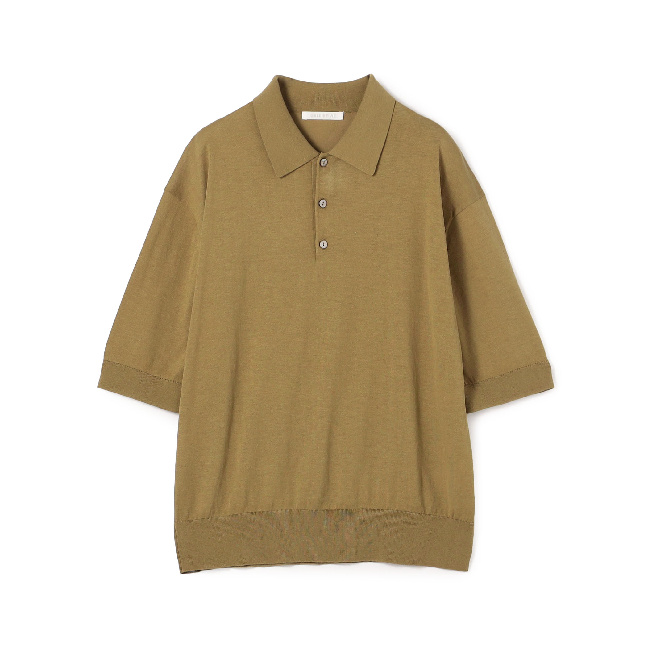 クレープコットン ポロカラープルオーバー