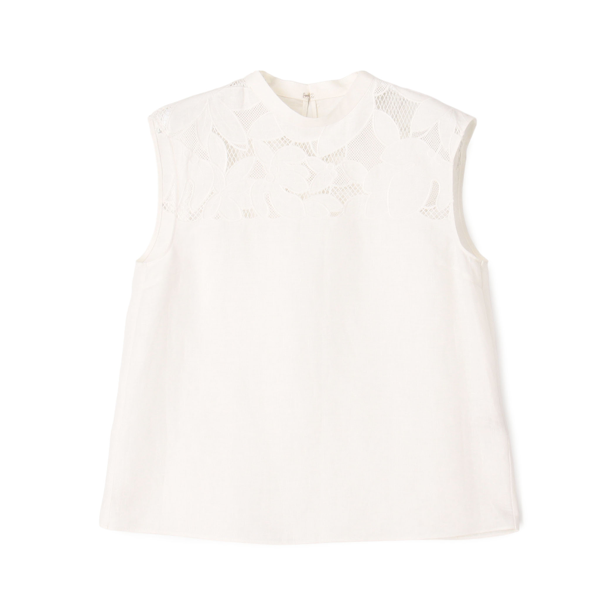 フィグリーフエンブロイダリー スタンドネックブラウス