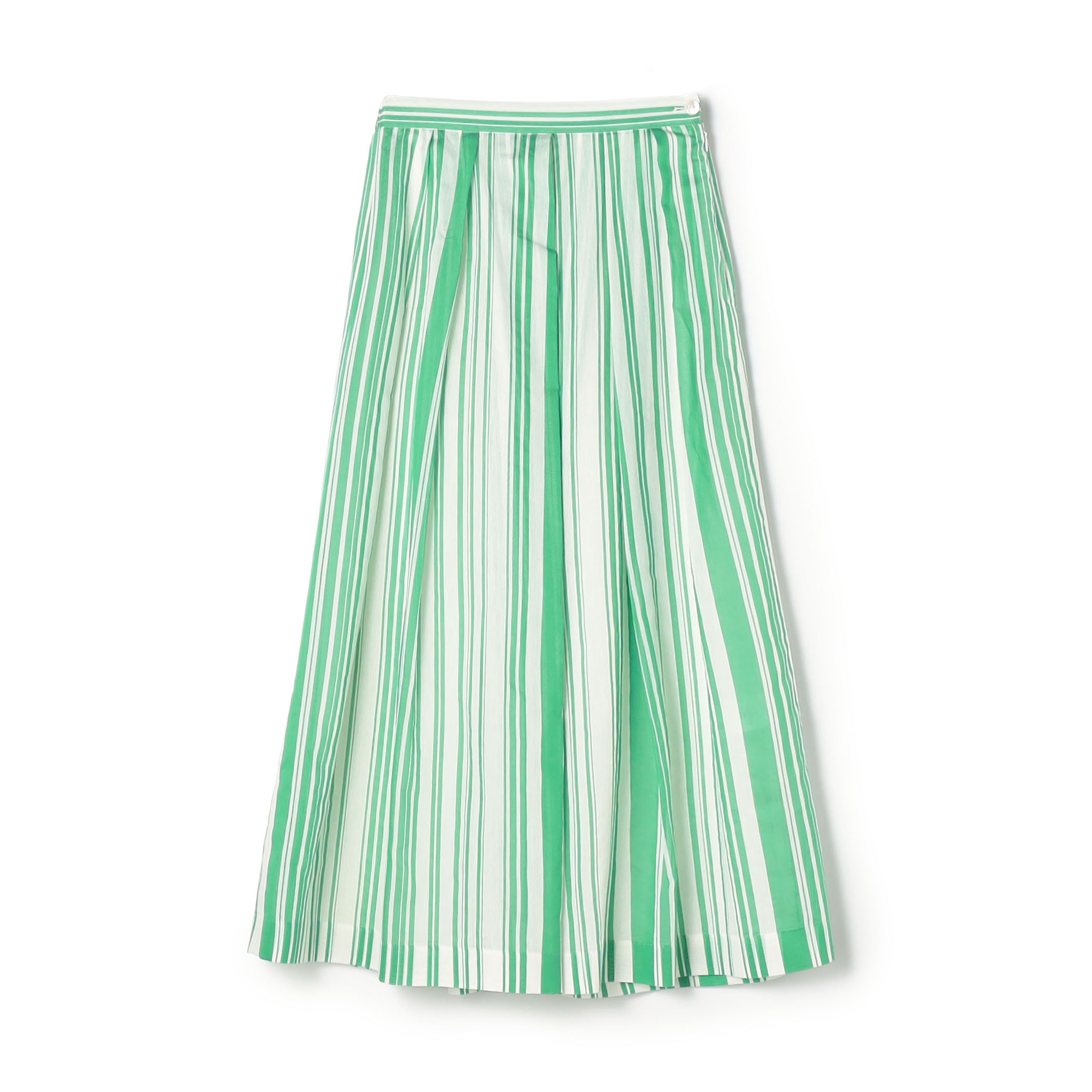 【WEB先行予約】シルクコットンランダムストライプ タックスイングスカート