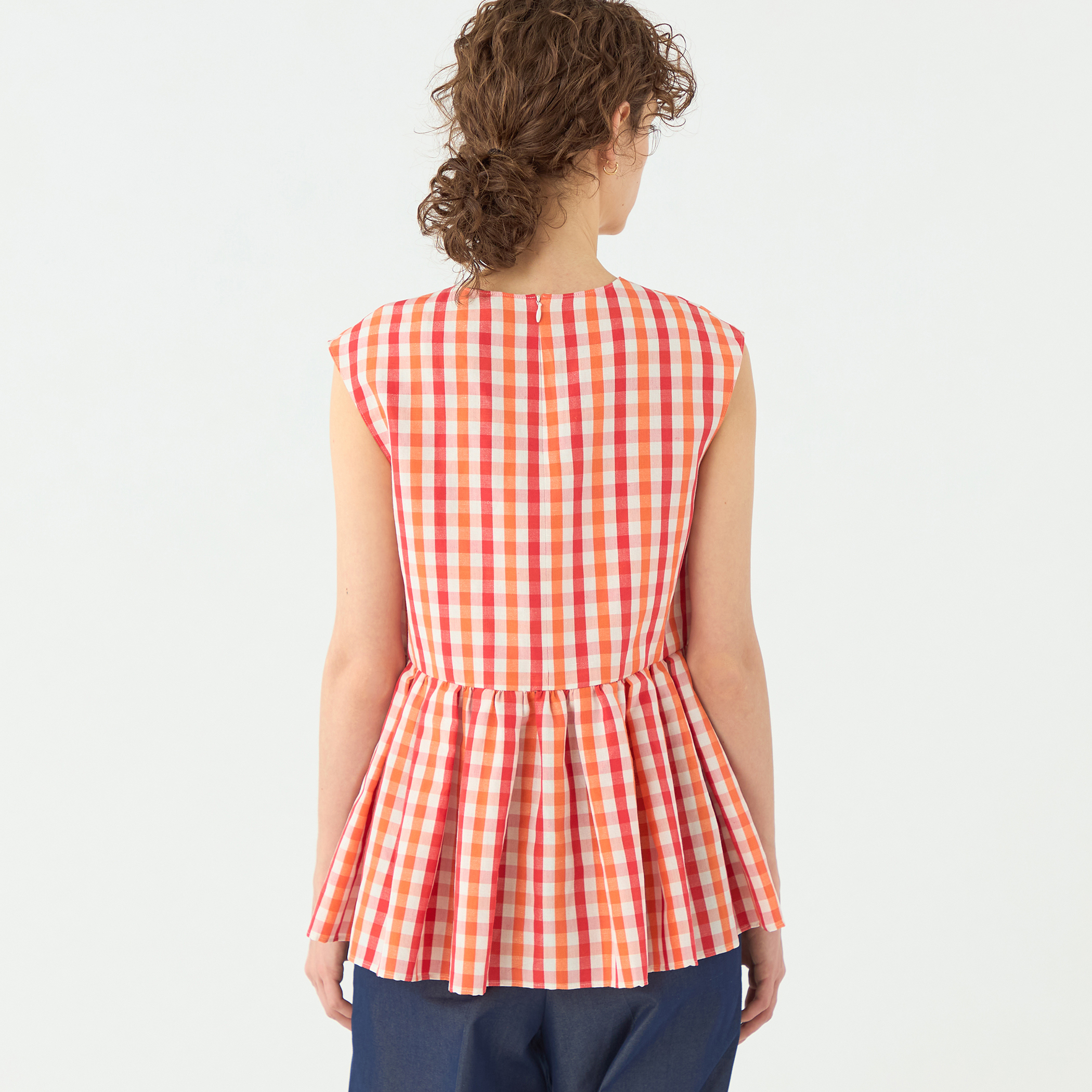 タグ付き未使用 ジェンヌ ペプラムブラウスギンガムチェック サイズL ピコロールギンガムチェック ペプラムブラウス｜トゥモローランド 公式通販