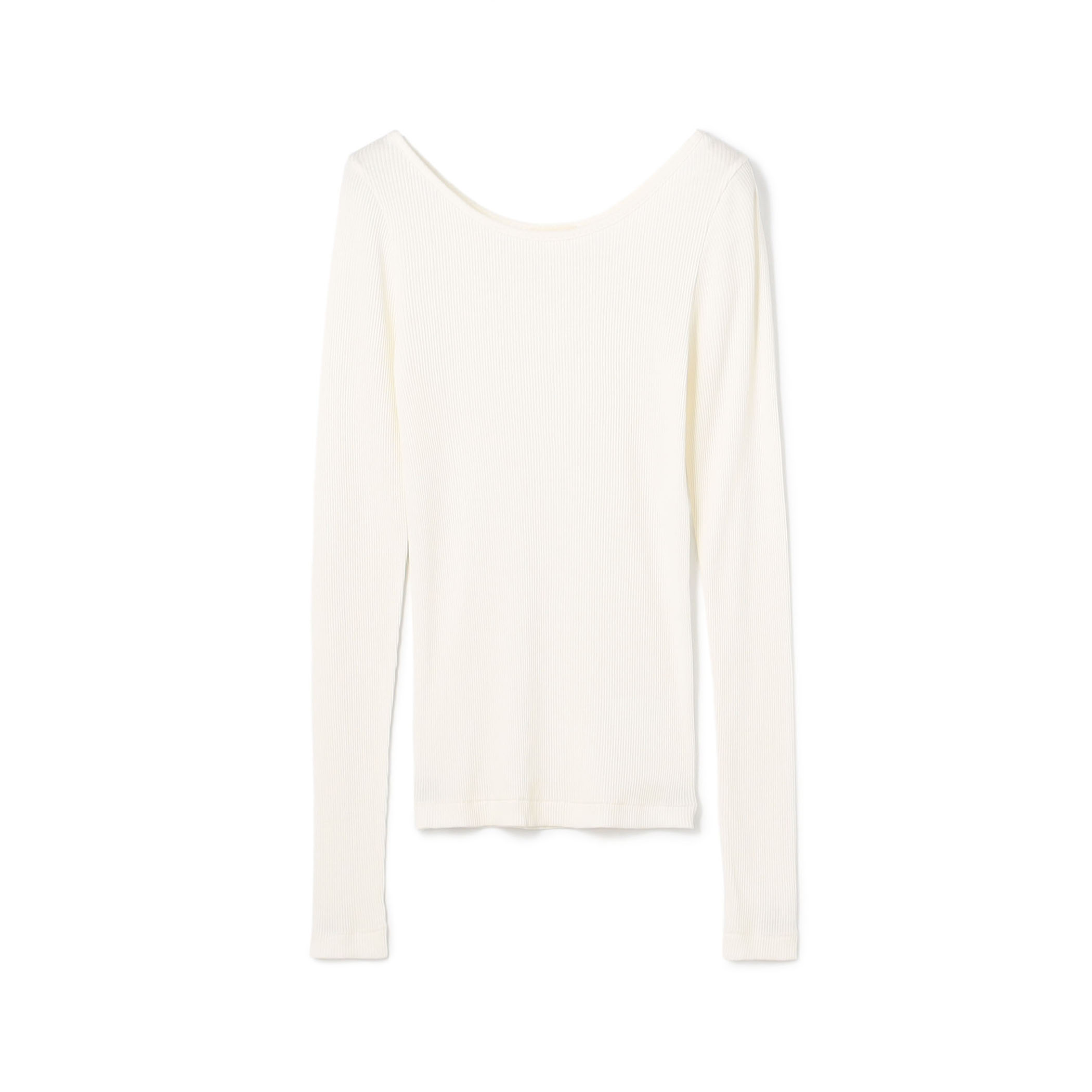 シルクコットンリブ ボートネックプルオーバー