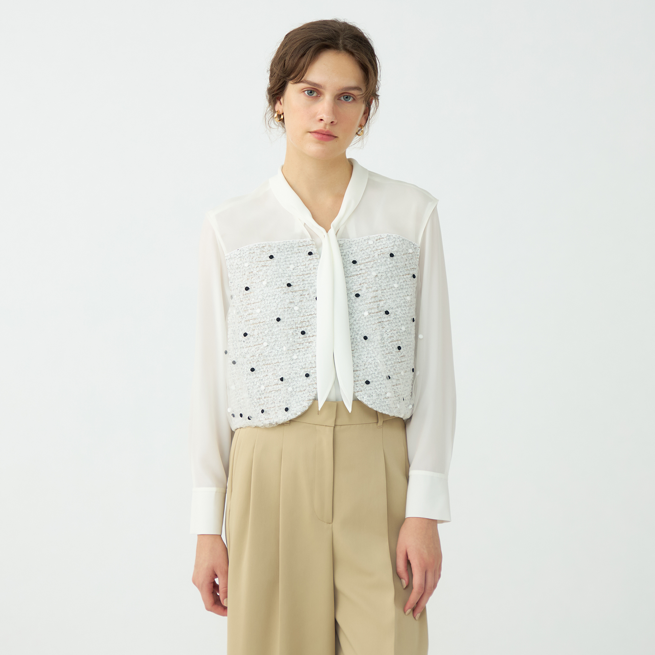 キトリさま＊オーダー品になります WEB先行予約】ラッピングツイード Vカラーショートジレ