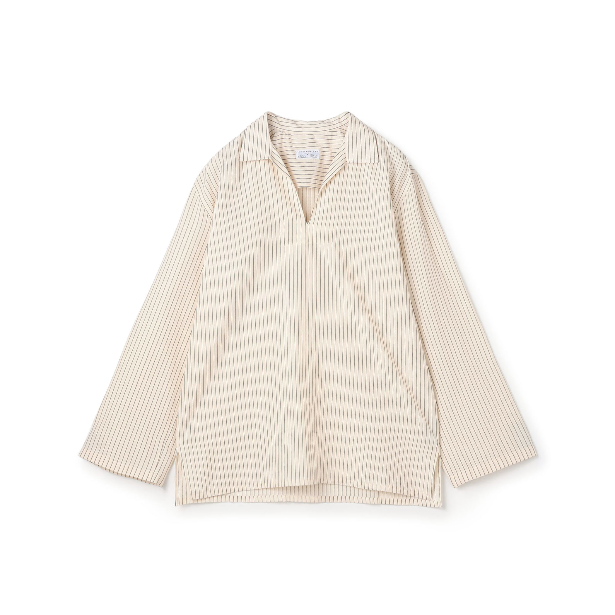 【別注】Salbatore Piccolo HAVANA コットンストライプ プルオーバーロングスリーブ カプリシャツ