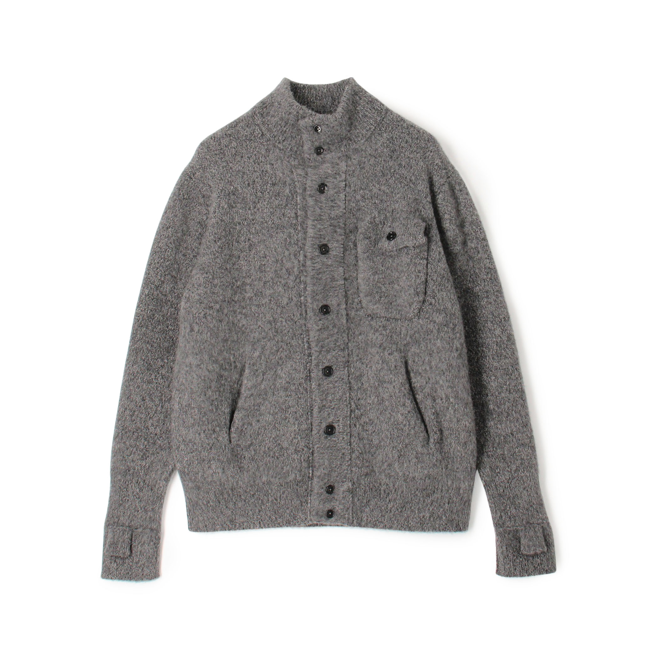 ウールカシミヤシルク スタンドカラーニットブルゾン