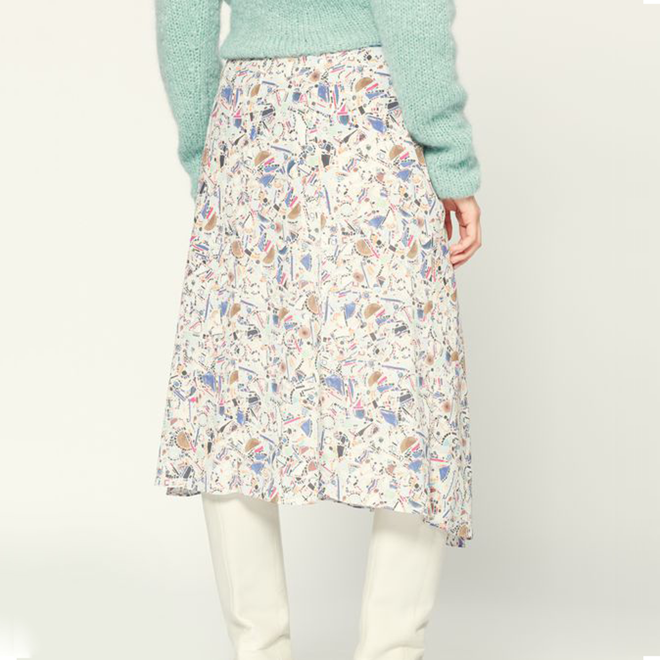 ISABEL MARANT CACIA シルクプリント 柄 ミディ丈スカート