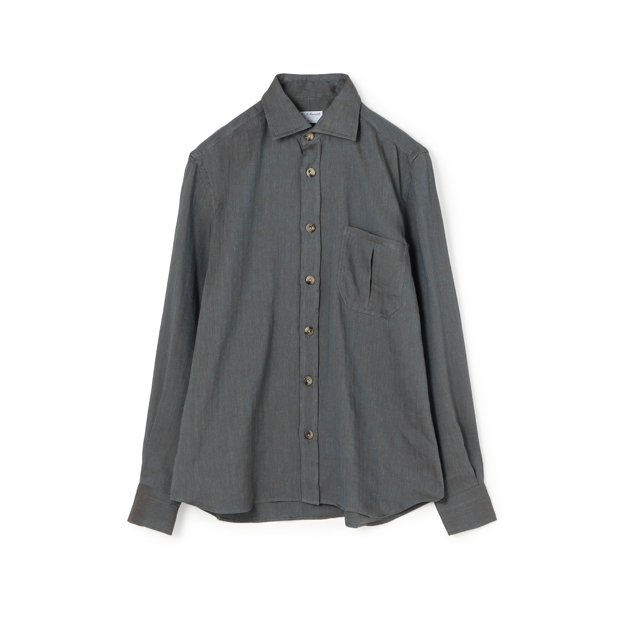 ERRICO FORMICOLA GIANNI リネンコットン ヘリンボーンシャツ
