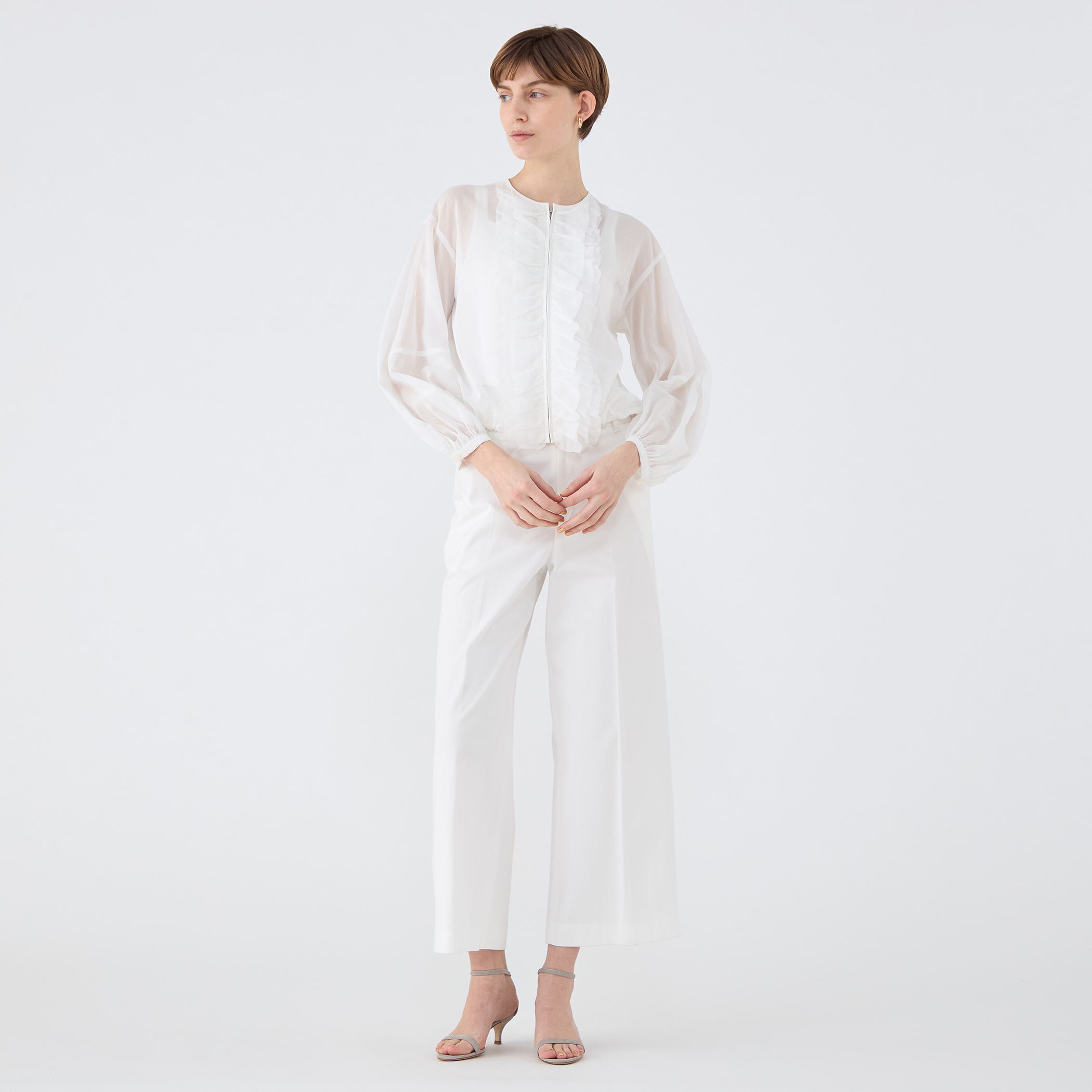 ルコットンオーガンジー ジップアップブラウス｜トゥモローランド 公式通販