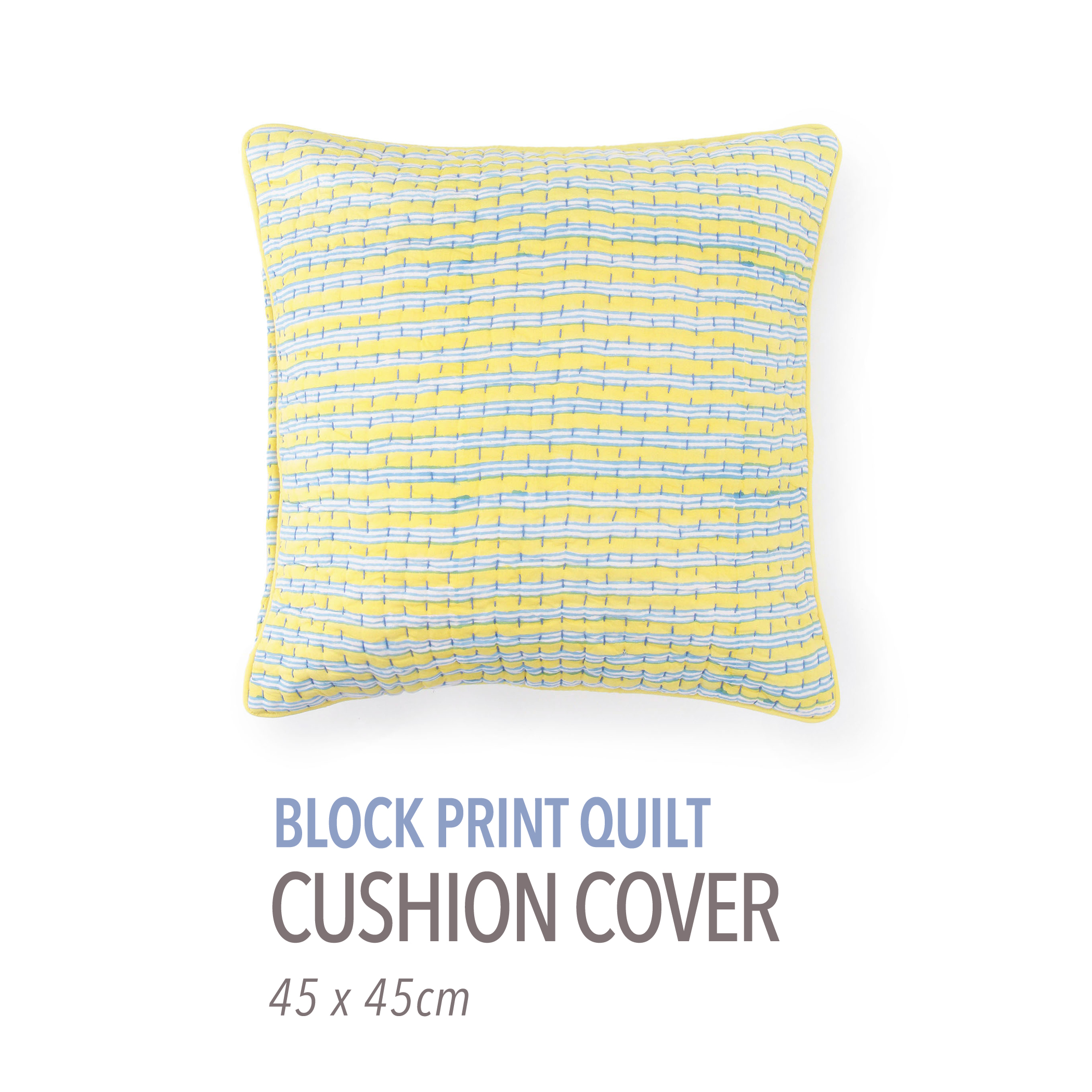 ブロックプリントキルト クッションカバー（45cm×45cm）