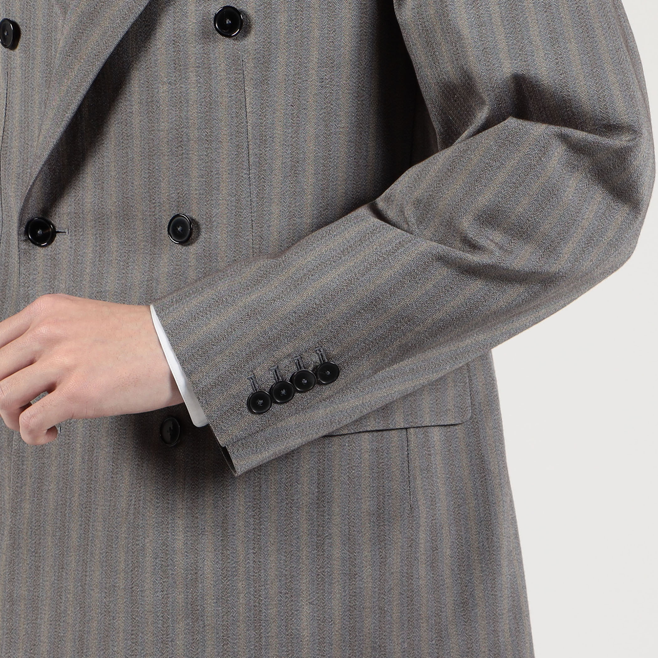 シルクコットン ヘリンボーン ダブルブレステッド6Bジャケット